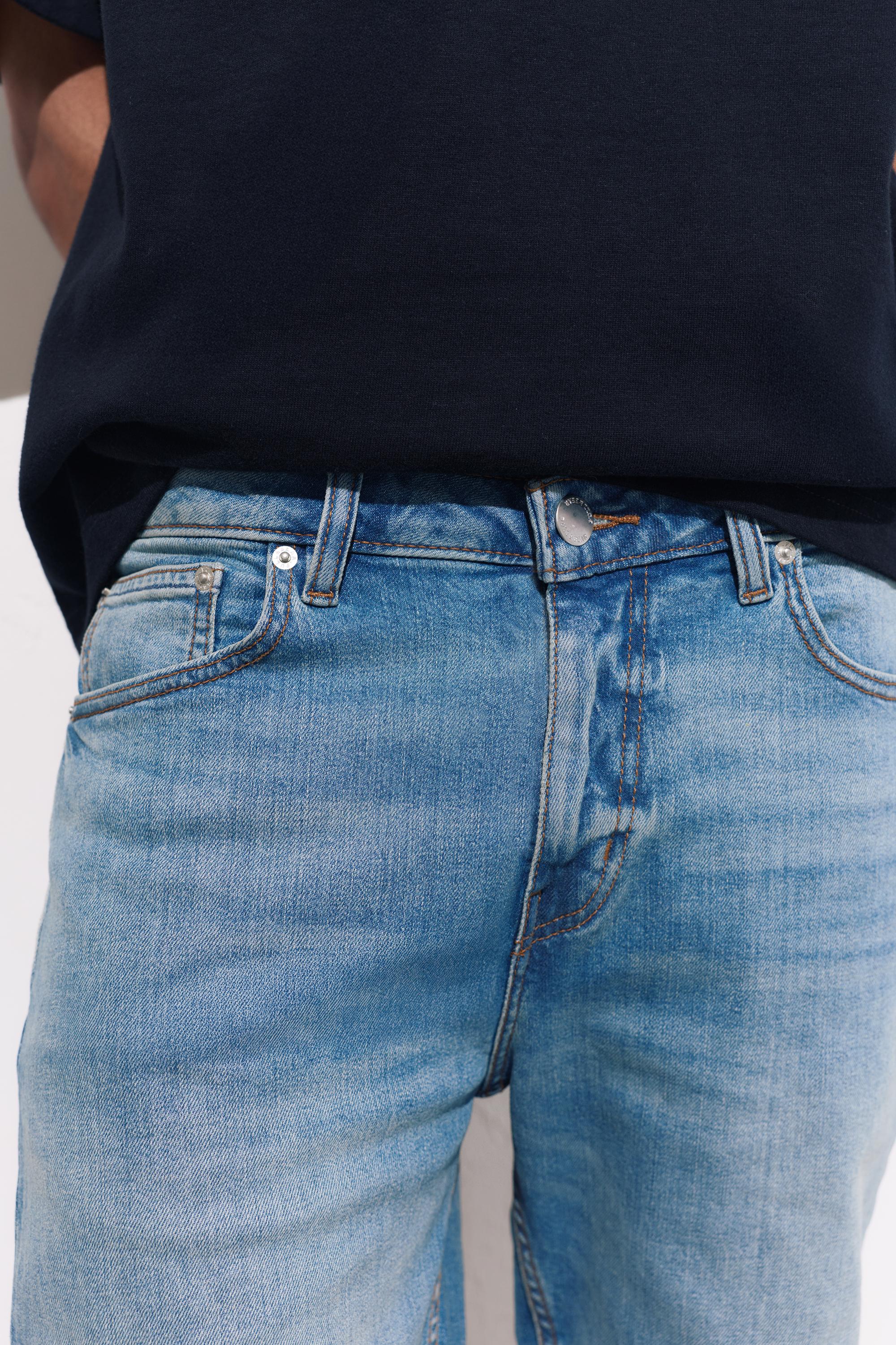 Basic slim-fit denim Bermuda shorts — Medium blue