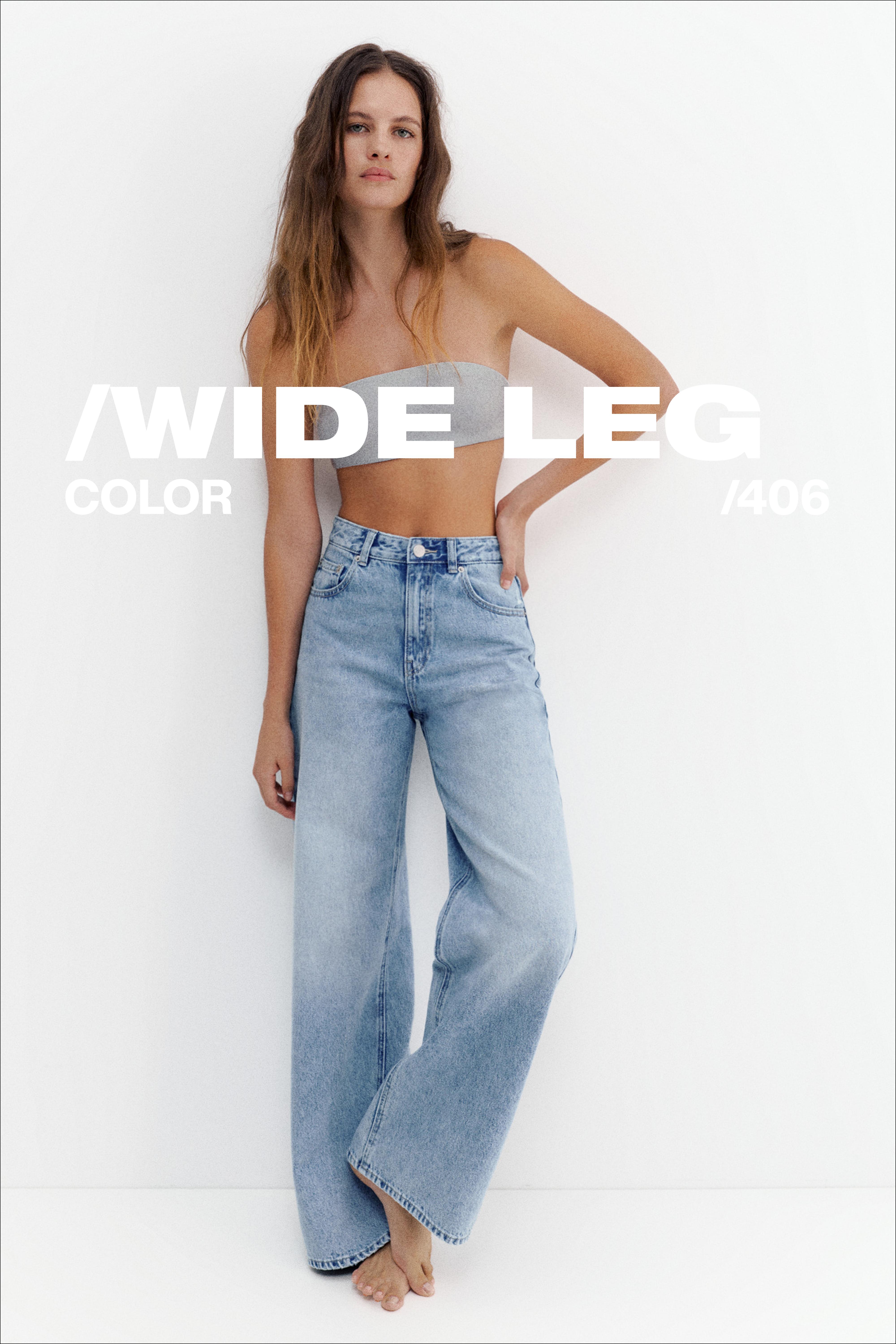 High-waist wide-leg jeans — Pale blue