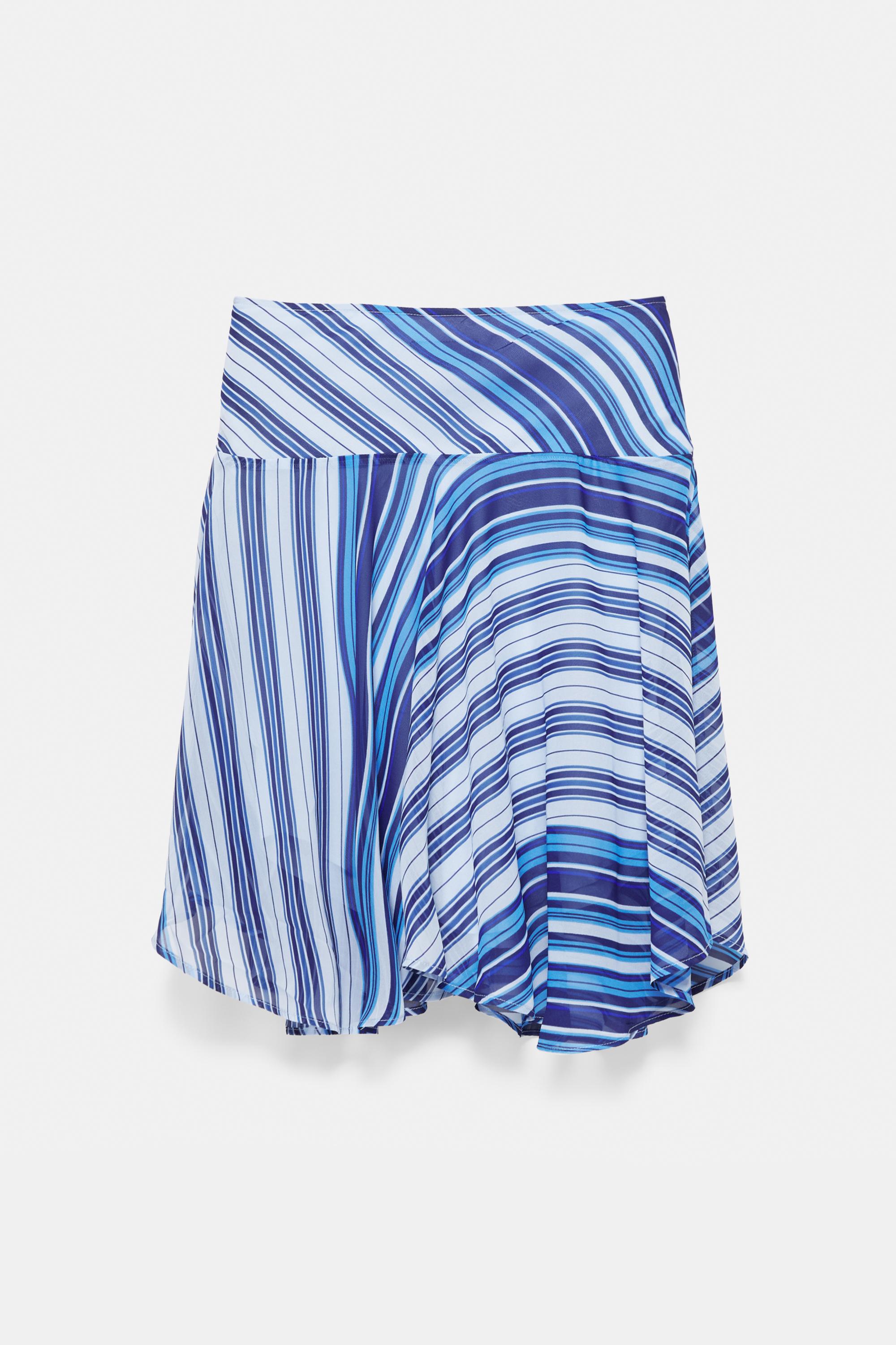Asymmetric striped midi skirt — Deep blue