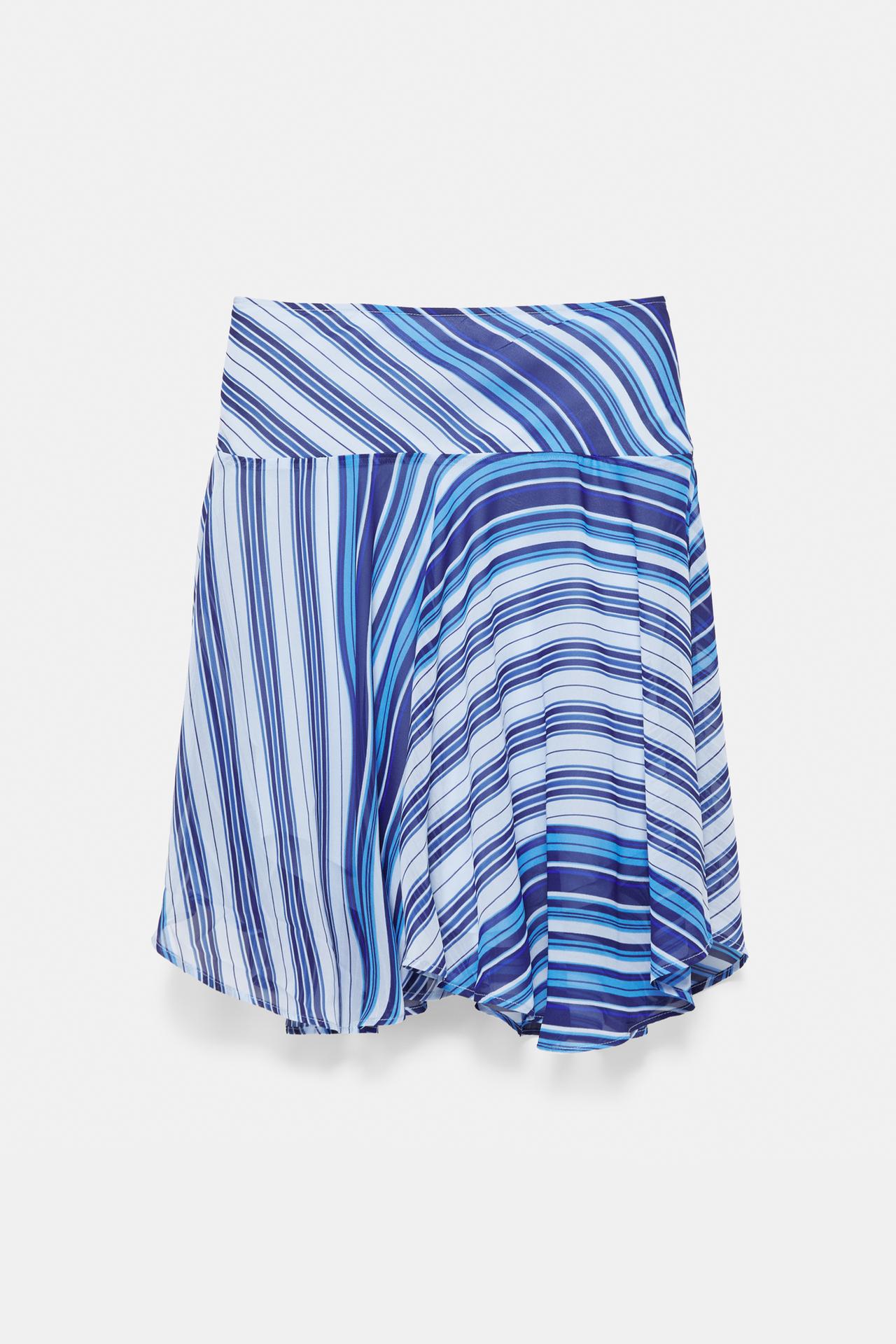 Asymmetric striped midi skirt — Deep blue