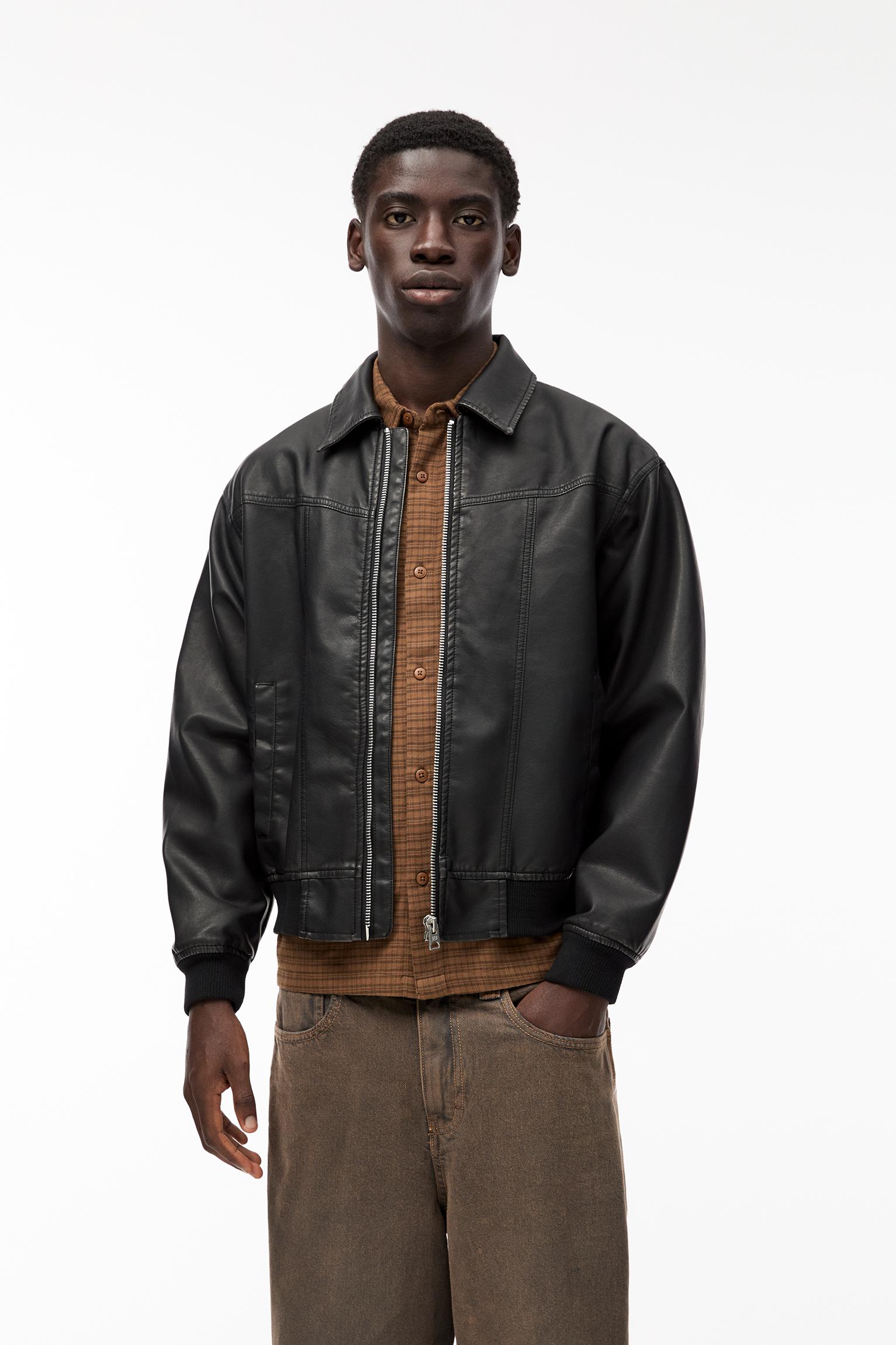 Pull and bear leather jacket mens hotsell