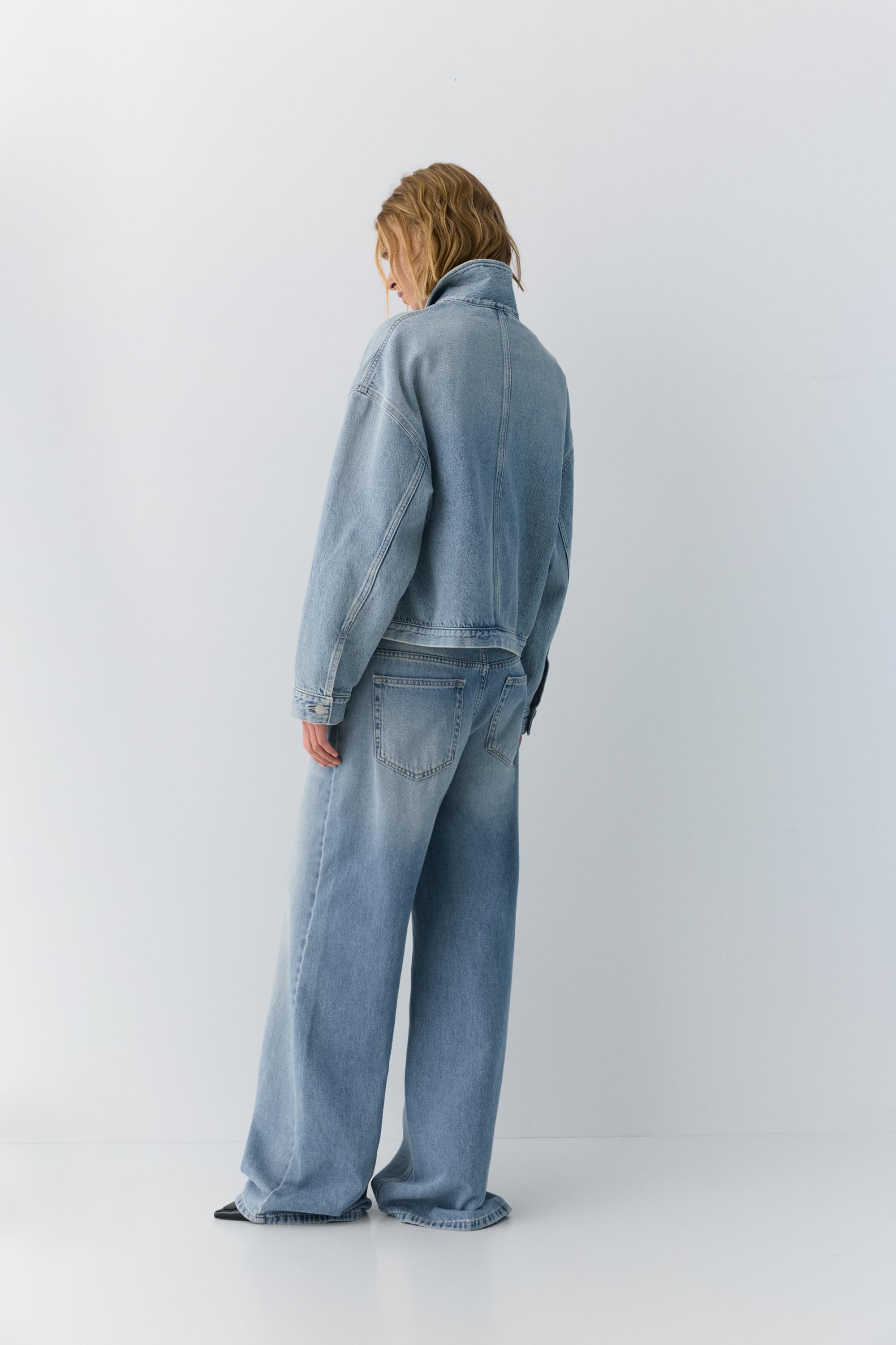 Boxy kesim denim ince ceket - Görsel 12