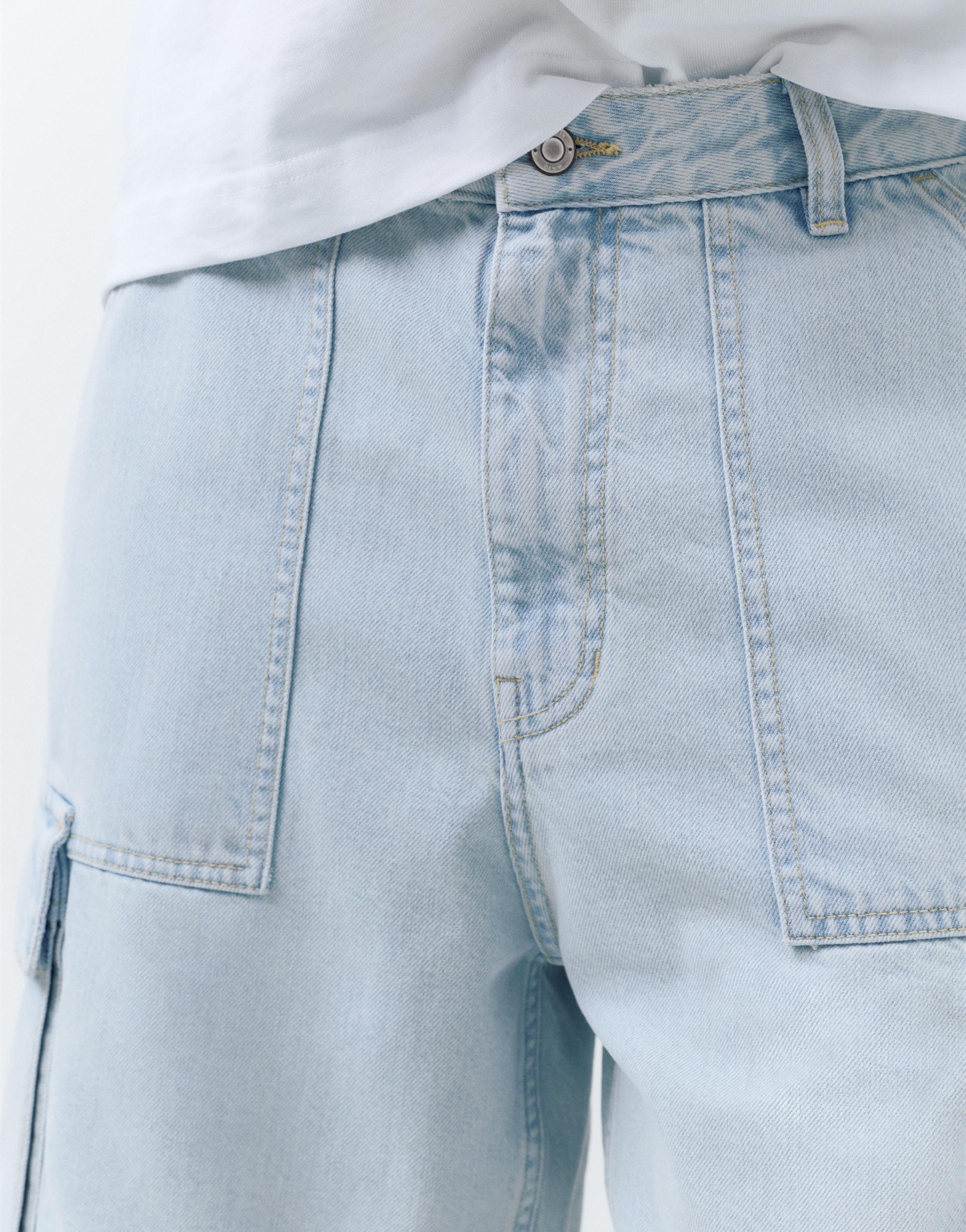 Baggy cargo Bermuda shorts — Pale indigo