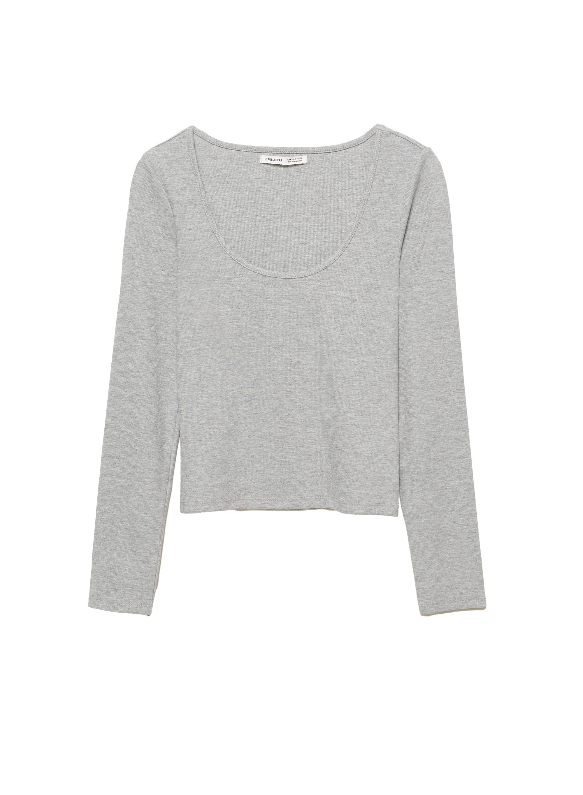 Ribbed round neck T-shirt — Medium marl