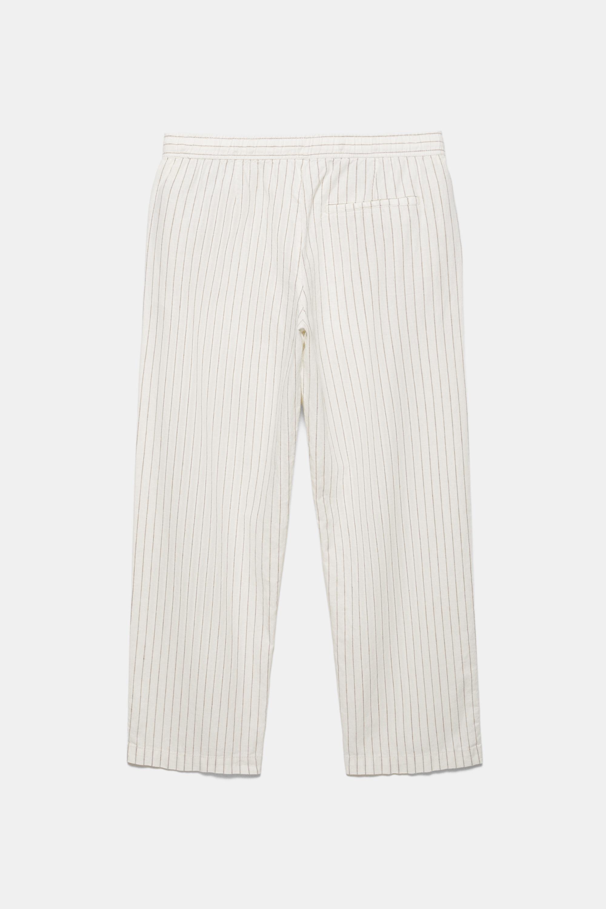 Linen blend jogger trousers — Striped