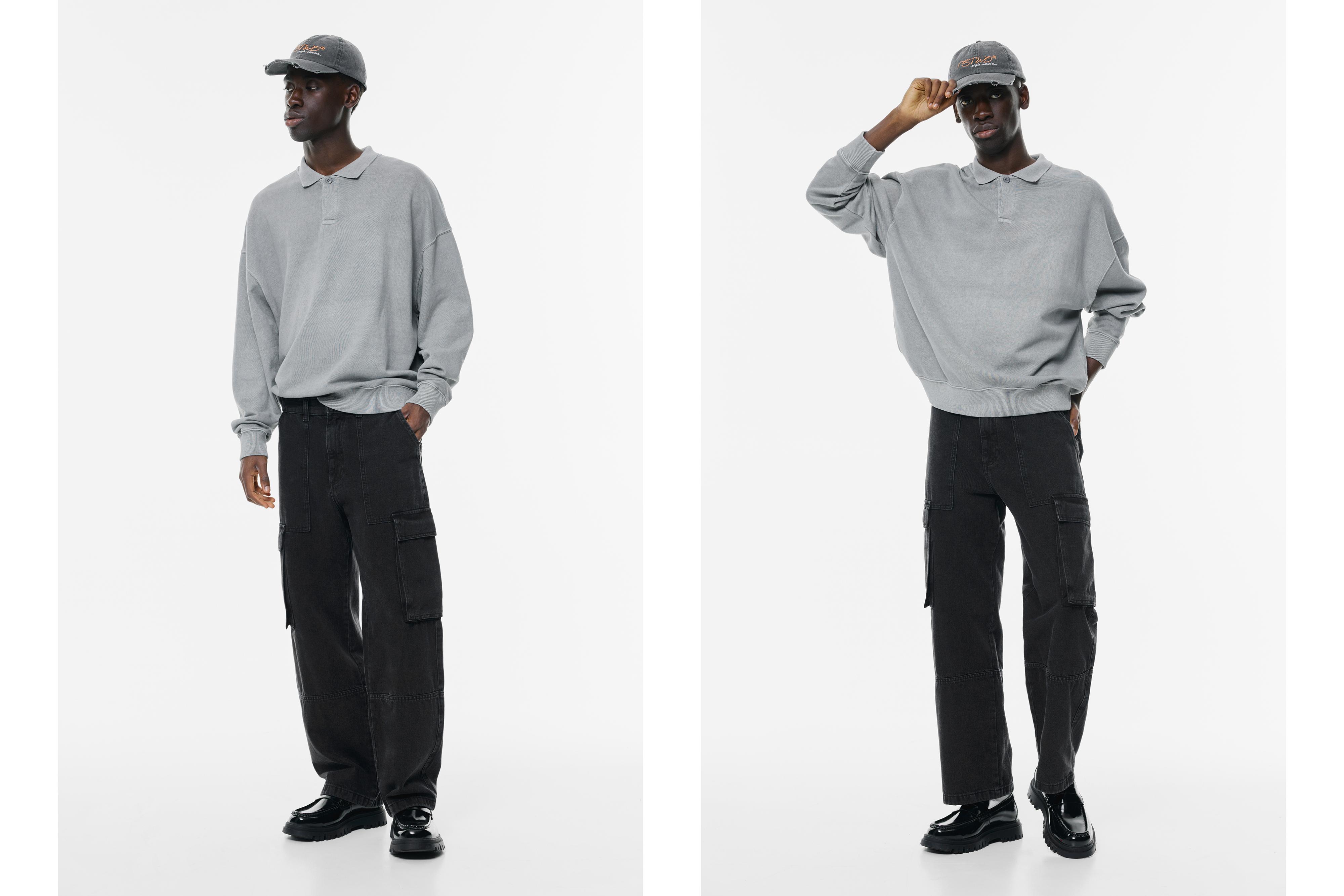 Baggy cargo jeans — Faded black
