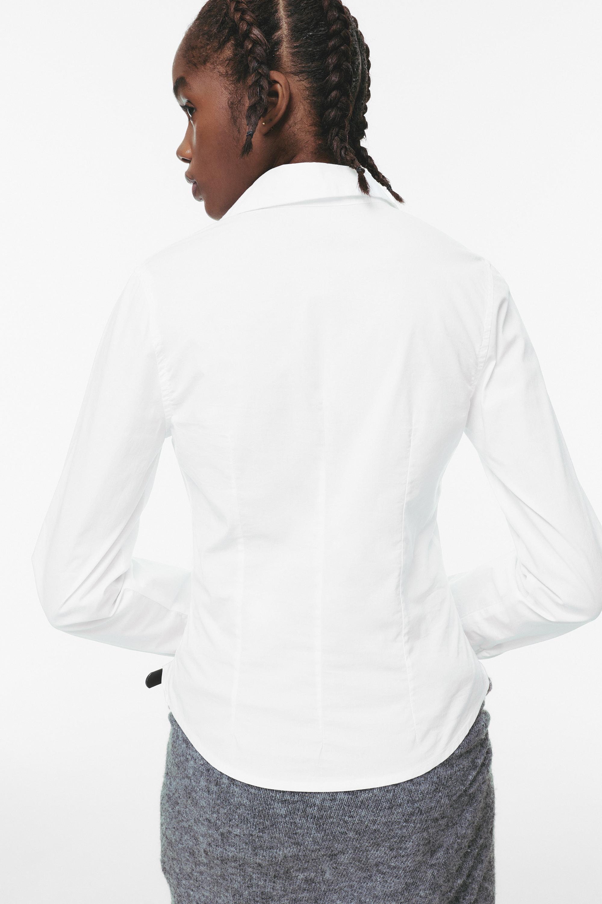 Poplin yırtmaçlı dar kesim gömlek - Görsel 58