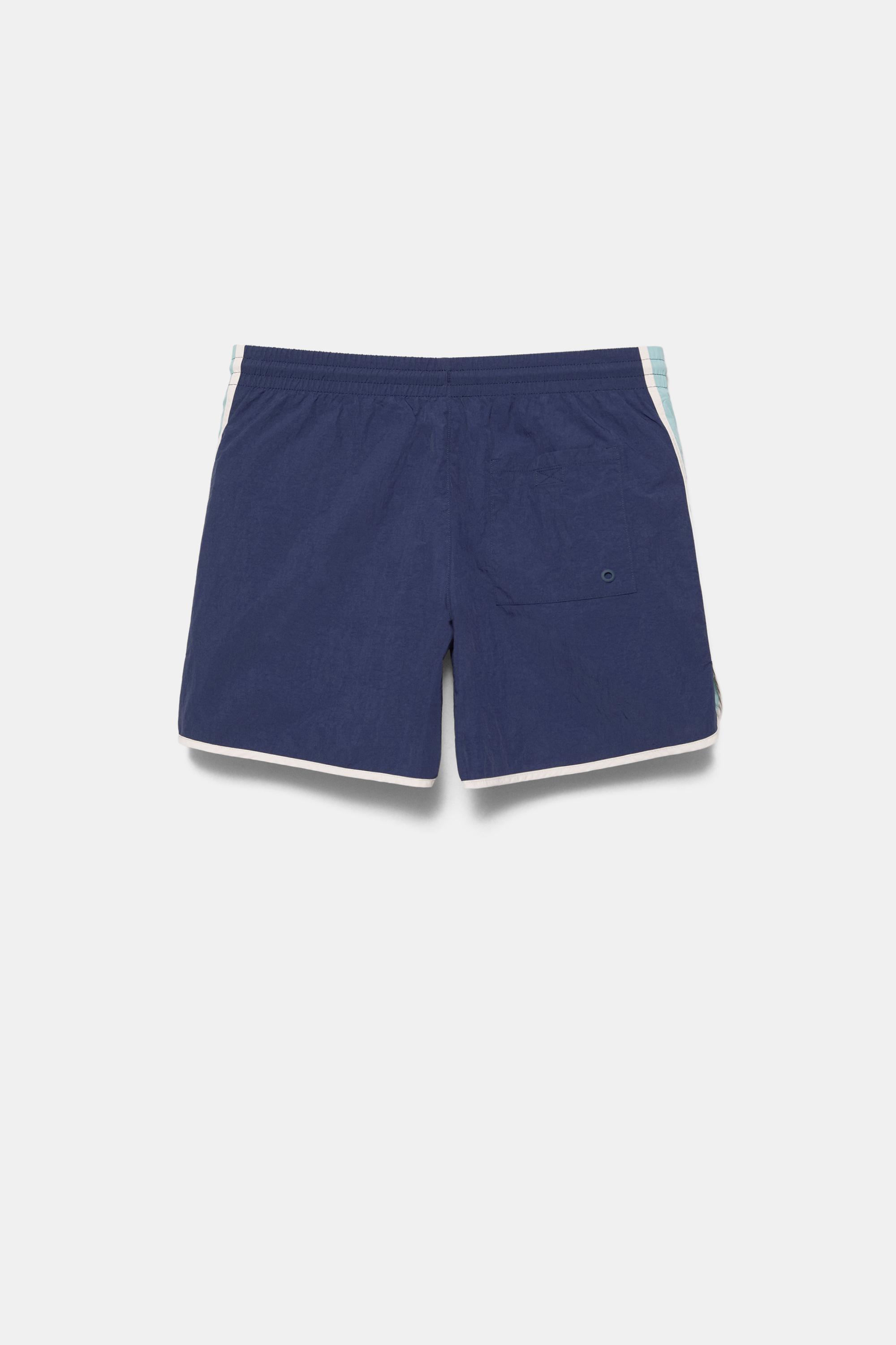 Contrast panel swimming trunks — Blue