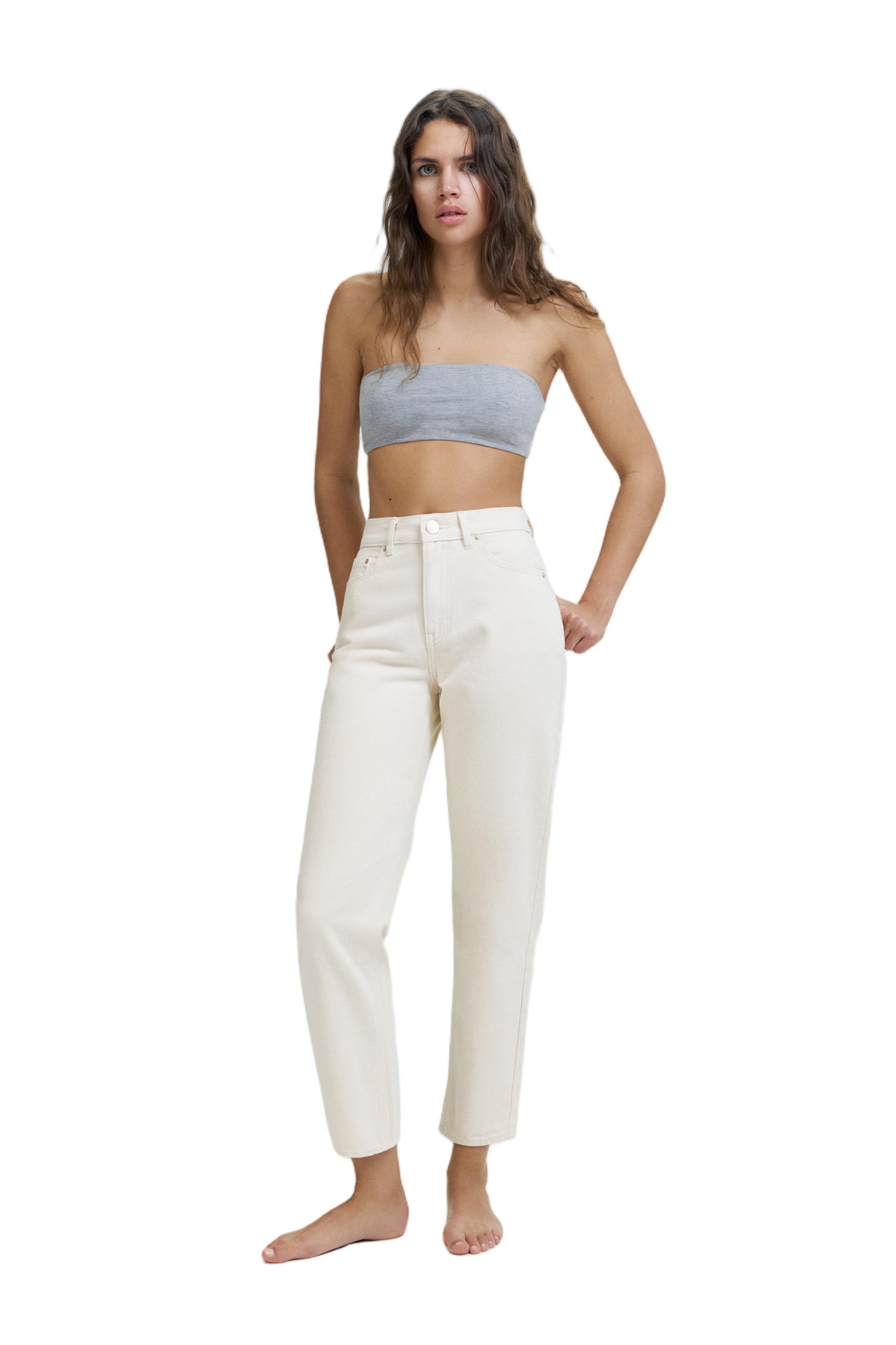 High-waist mom jeans — Pale ecru