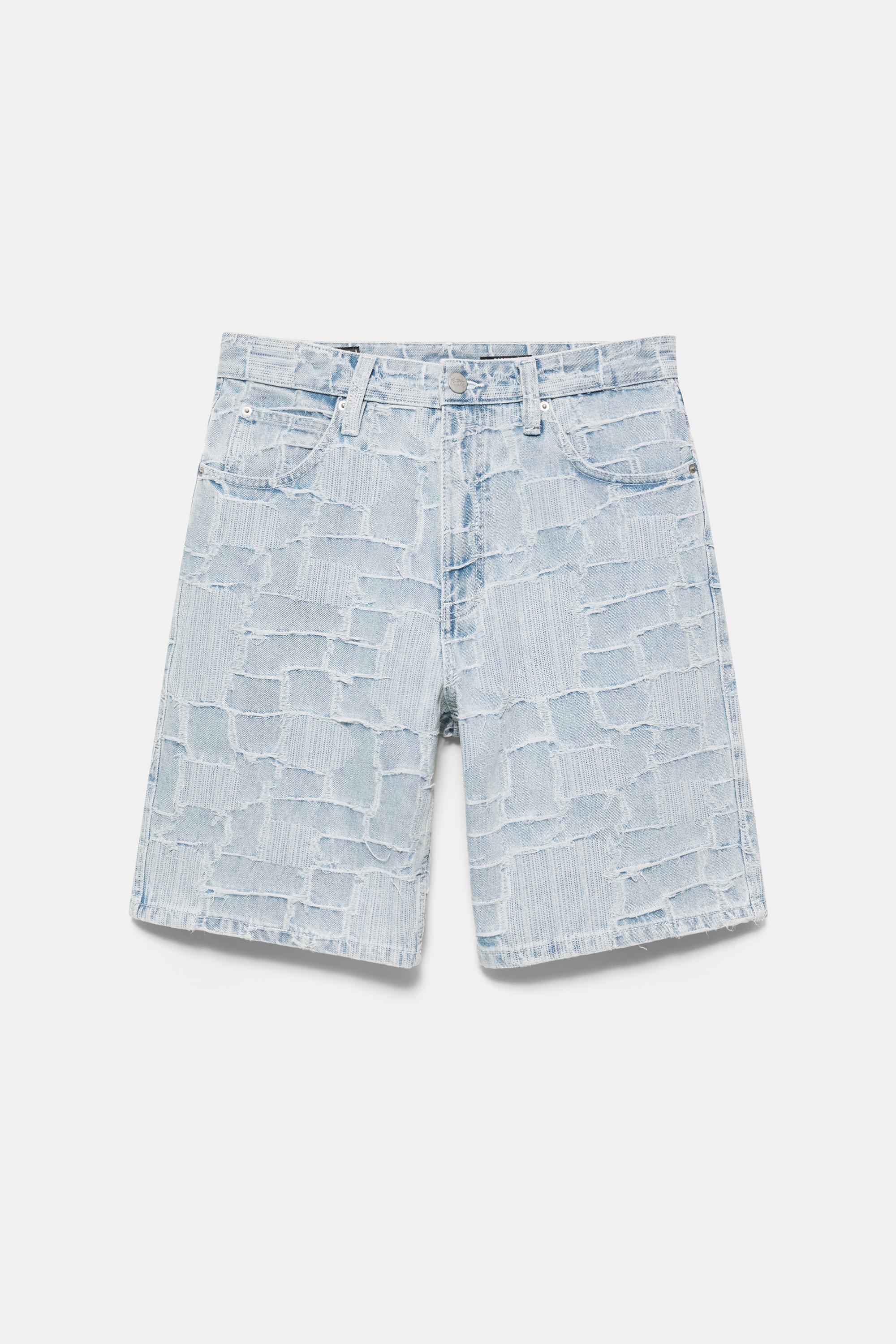 Jacquard denim Bermuda shorts — Pale indigo