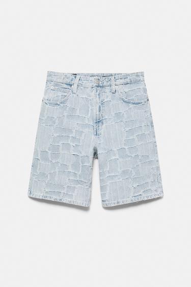 Jacquard denim Bermuda shorts — Pale indigo 7
