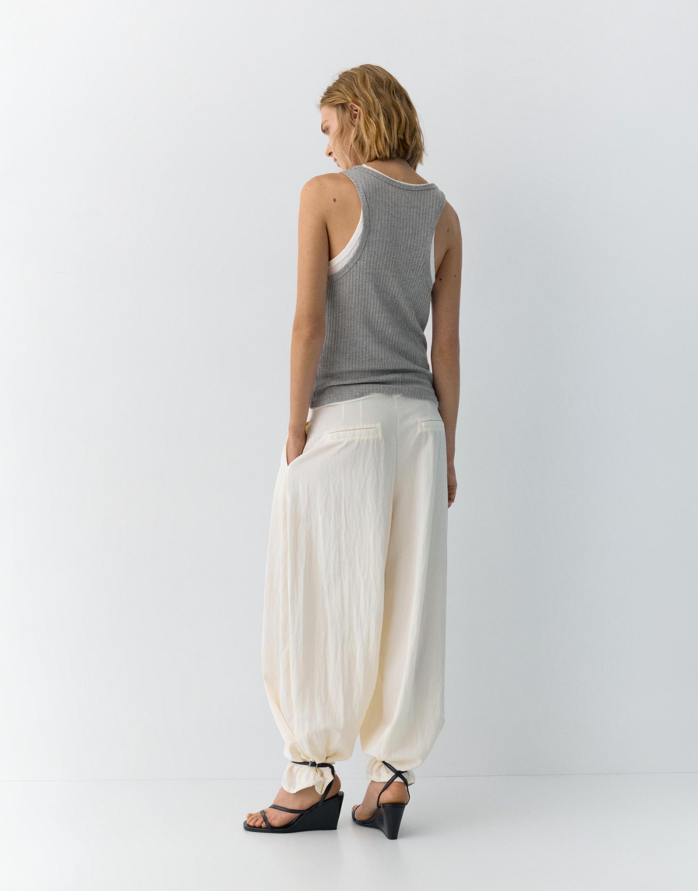 Pensi detaylı şalvar pantolon - Görsel 8