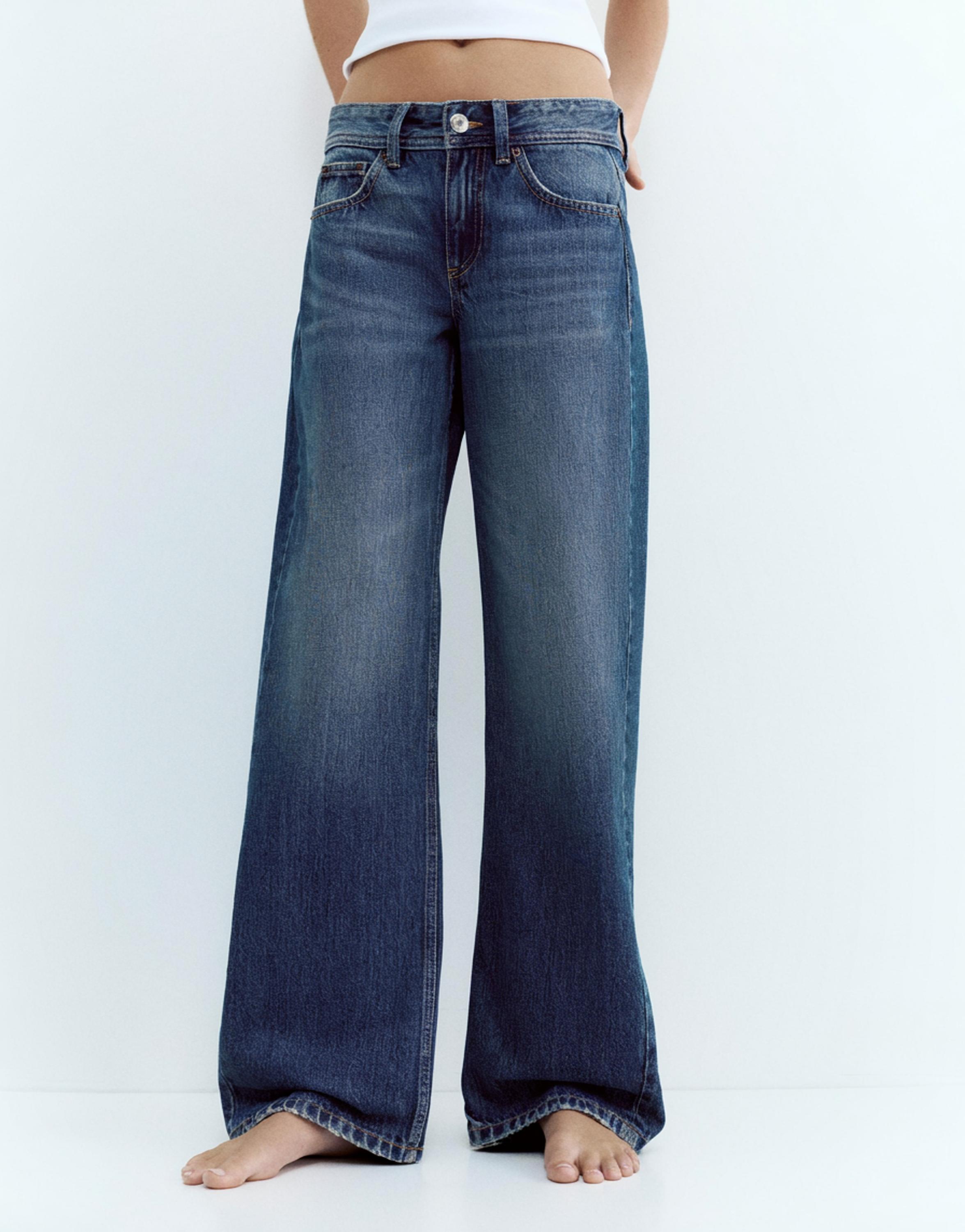 Low-rise straight-leg jeans — Dark blue