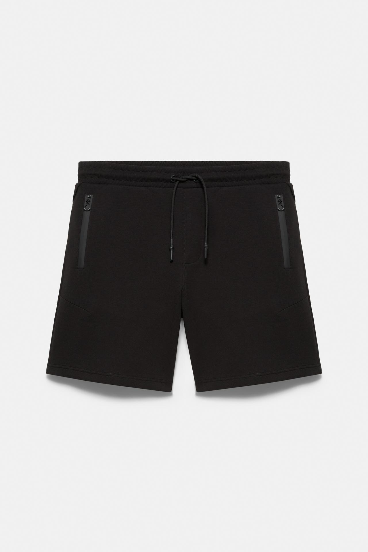 Regular fit jogger Bermuda shorts — Black