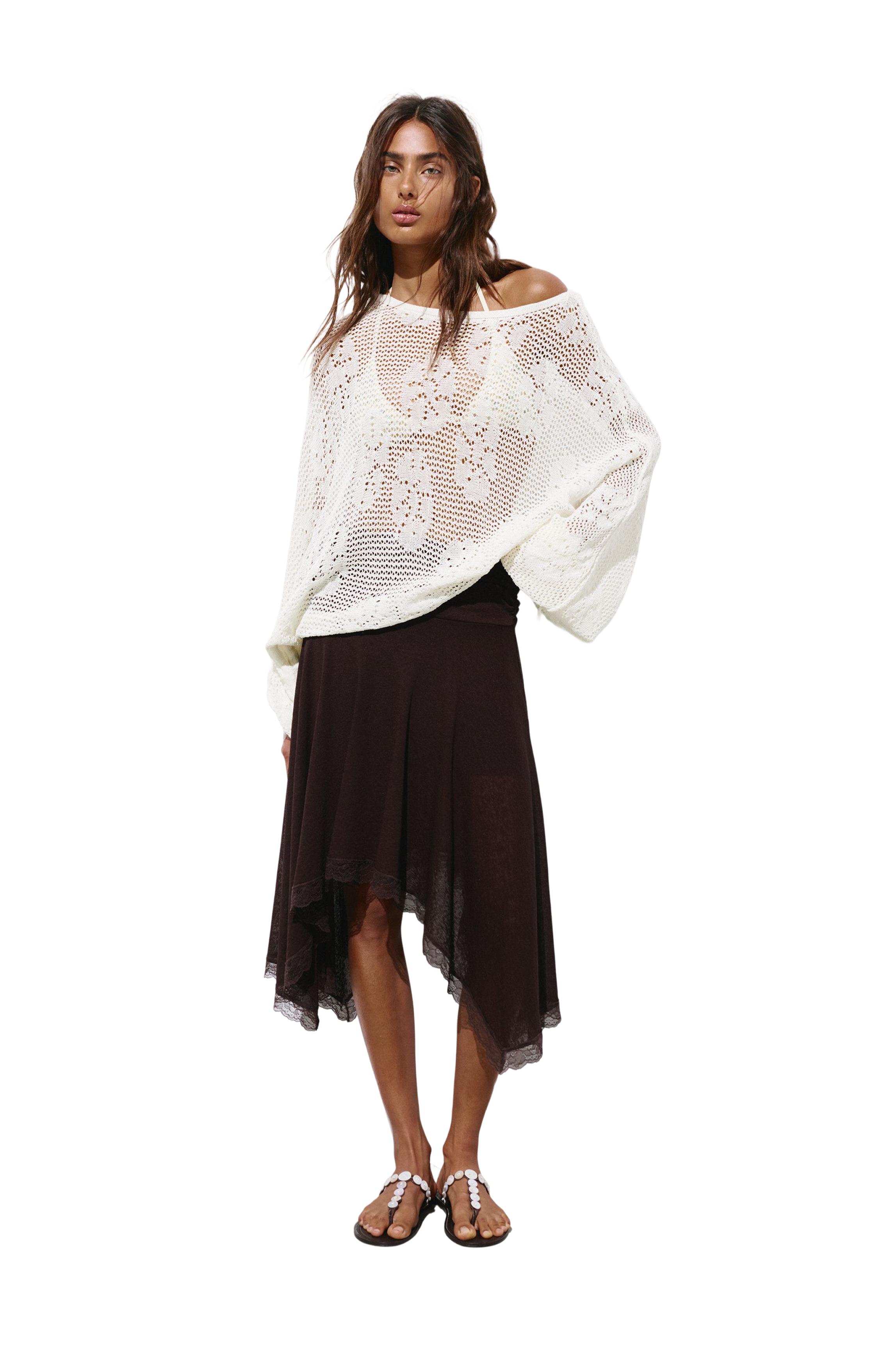 Cutwork knit jumper — Ecru