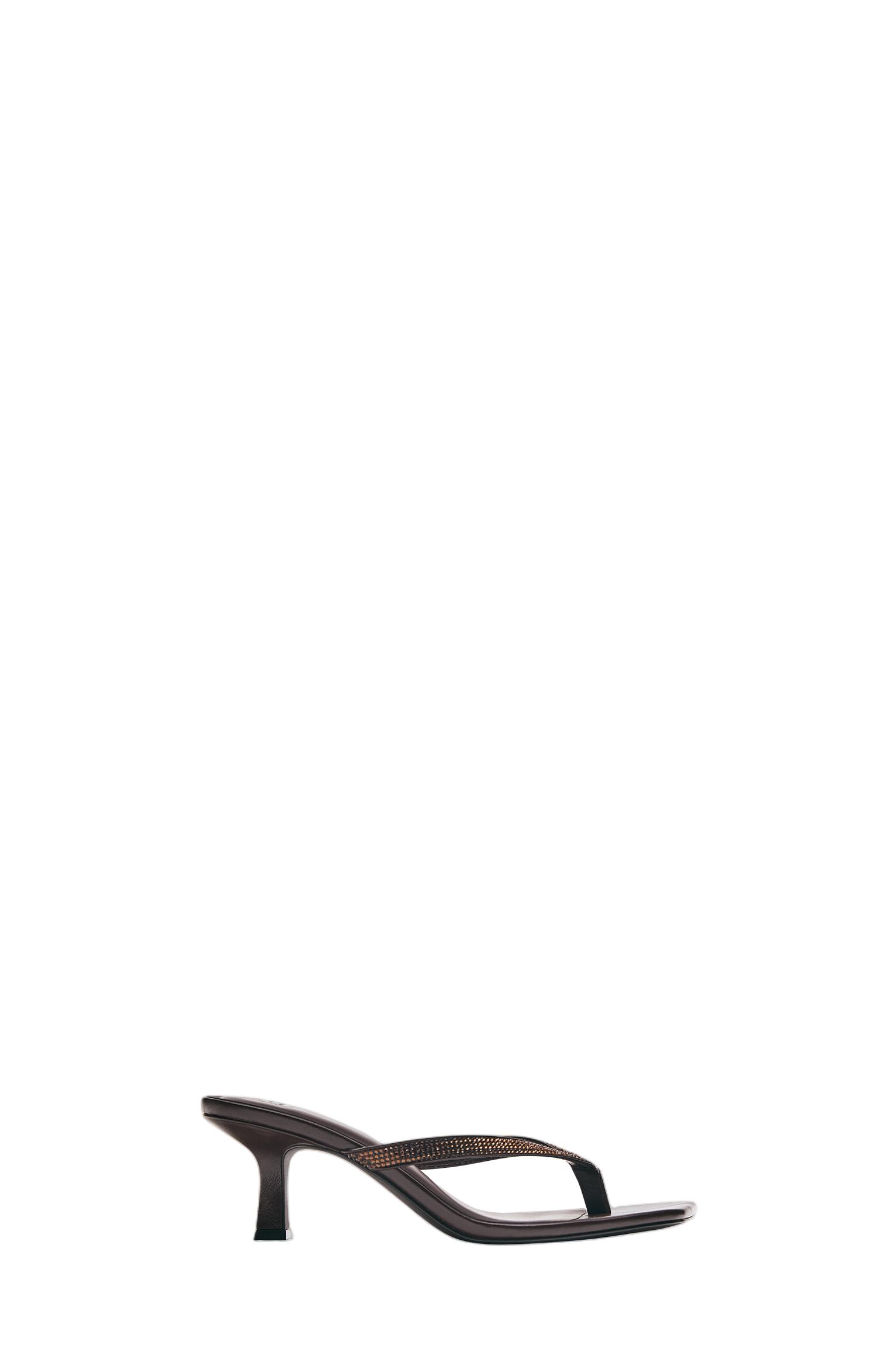Heeled sandals with rhinestones — Maroon