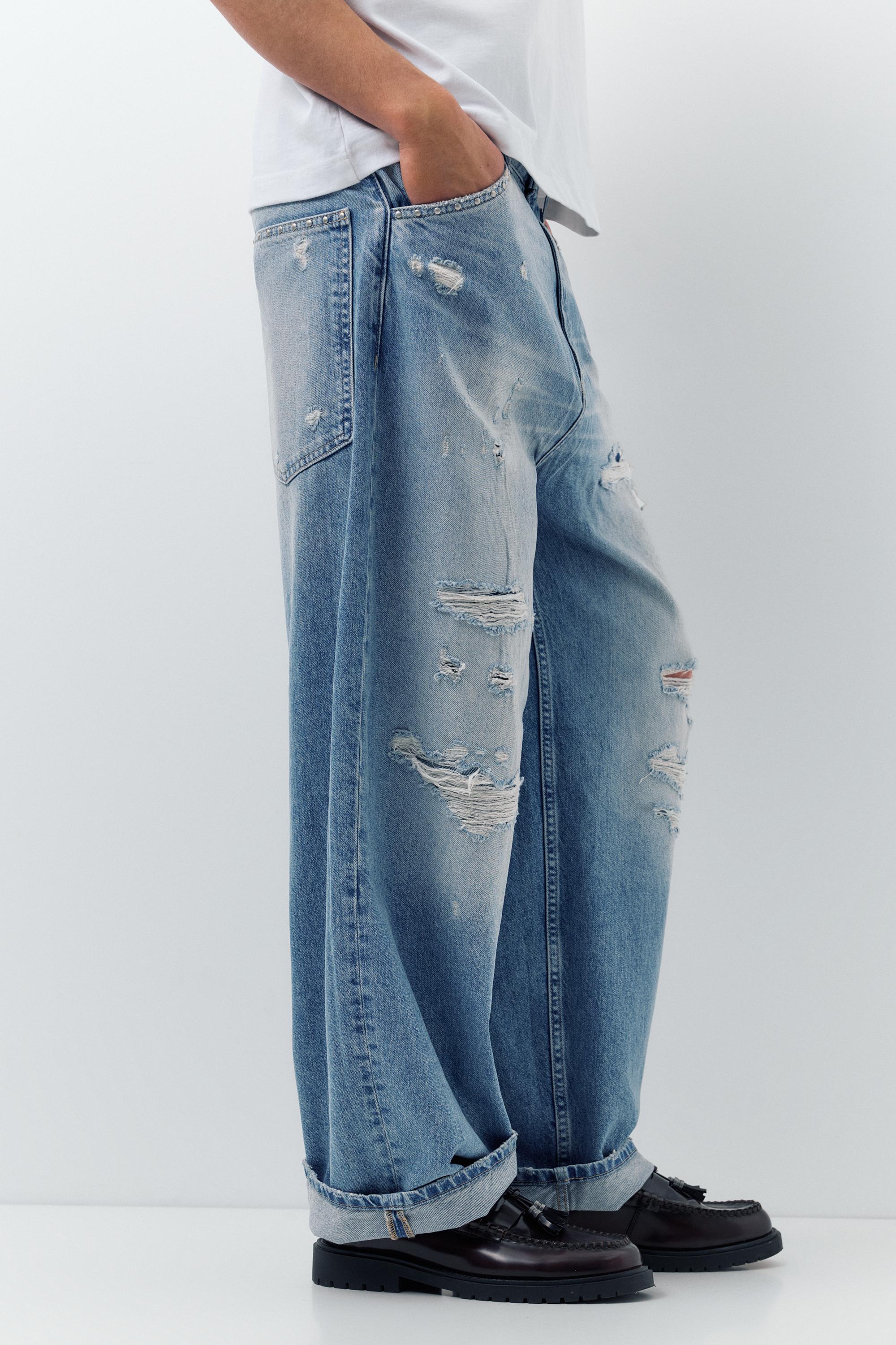 Distressed süper bol paça jean - Görsel 14