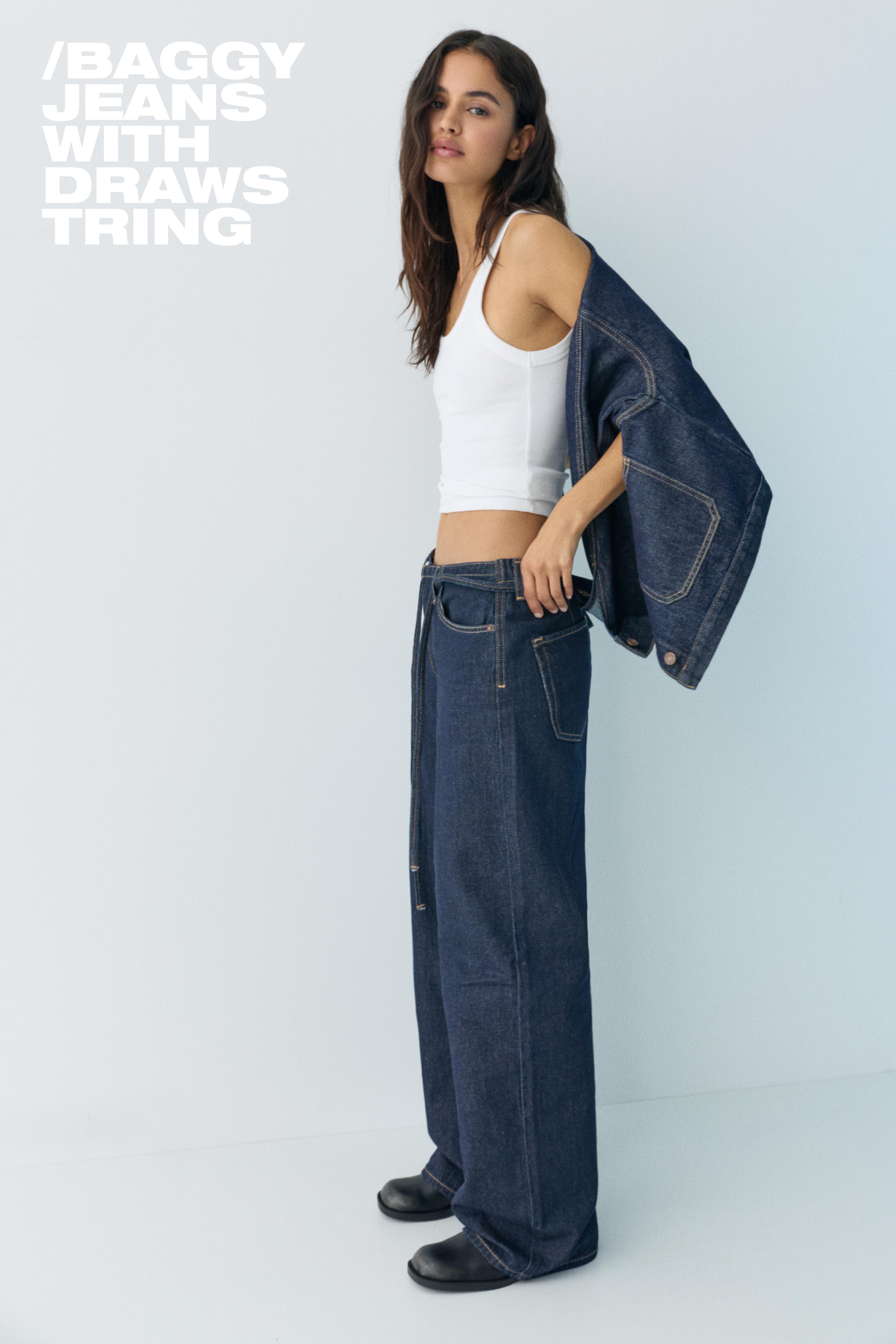 Baggy jeans with drawstring — Navy