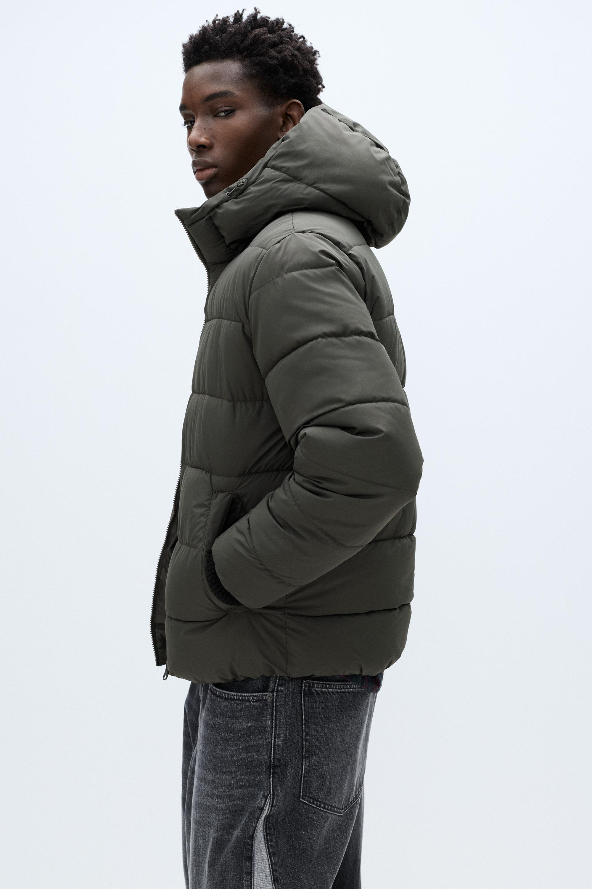 Lightweight puffer jacket with hood — Anthracite grey