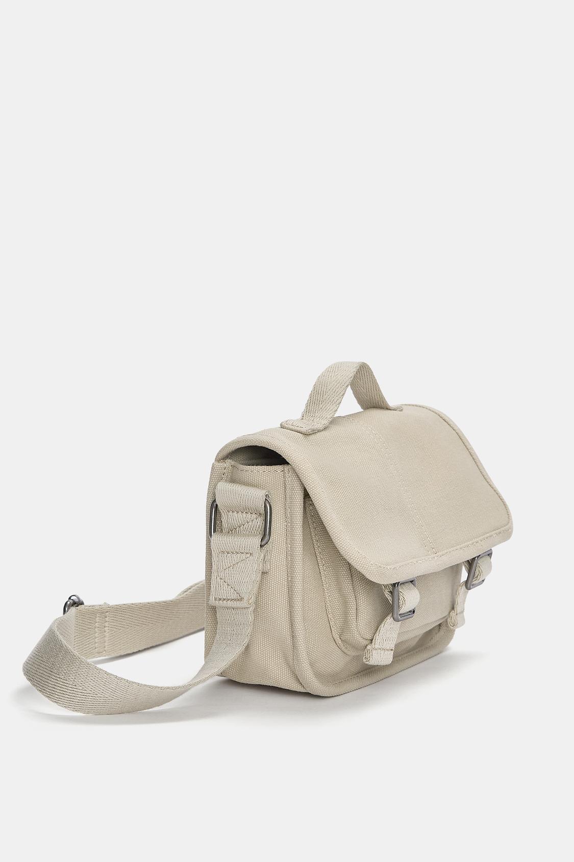 Mini canvas crossbody bag with flap - pull&bear