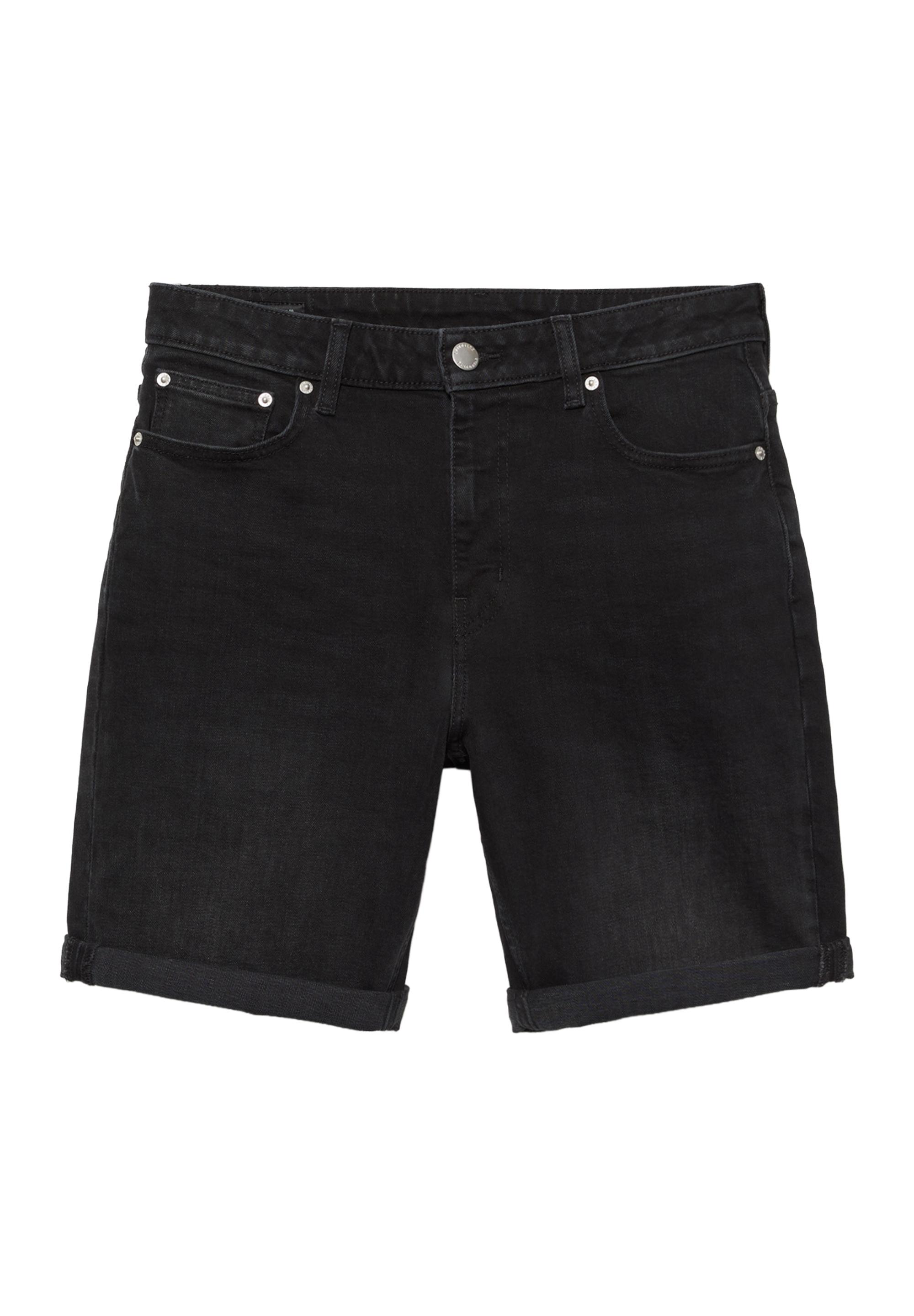 Basic slim-fit denim Bermuda shorts — Faded black