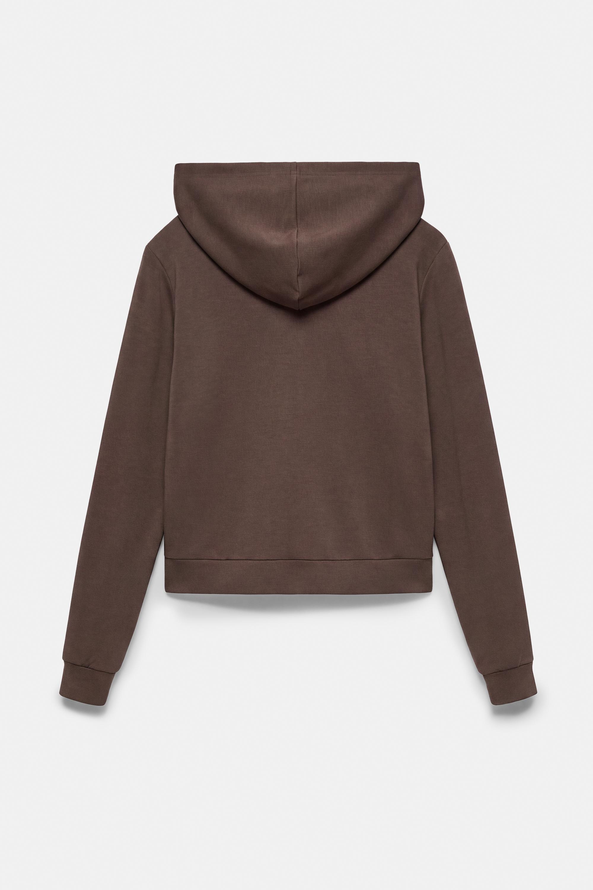 Zip-up hooded sweatshirt — Brown
