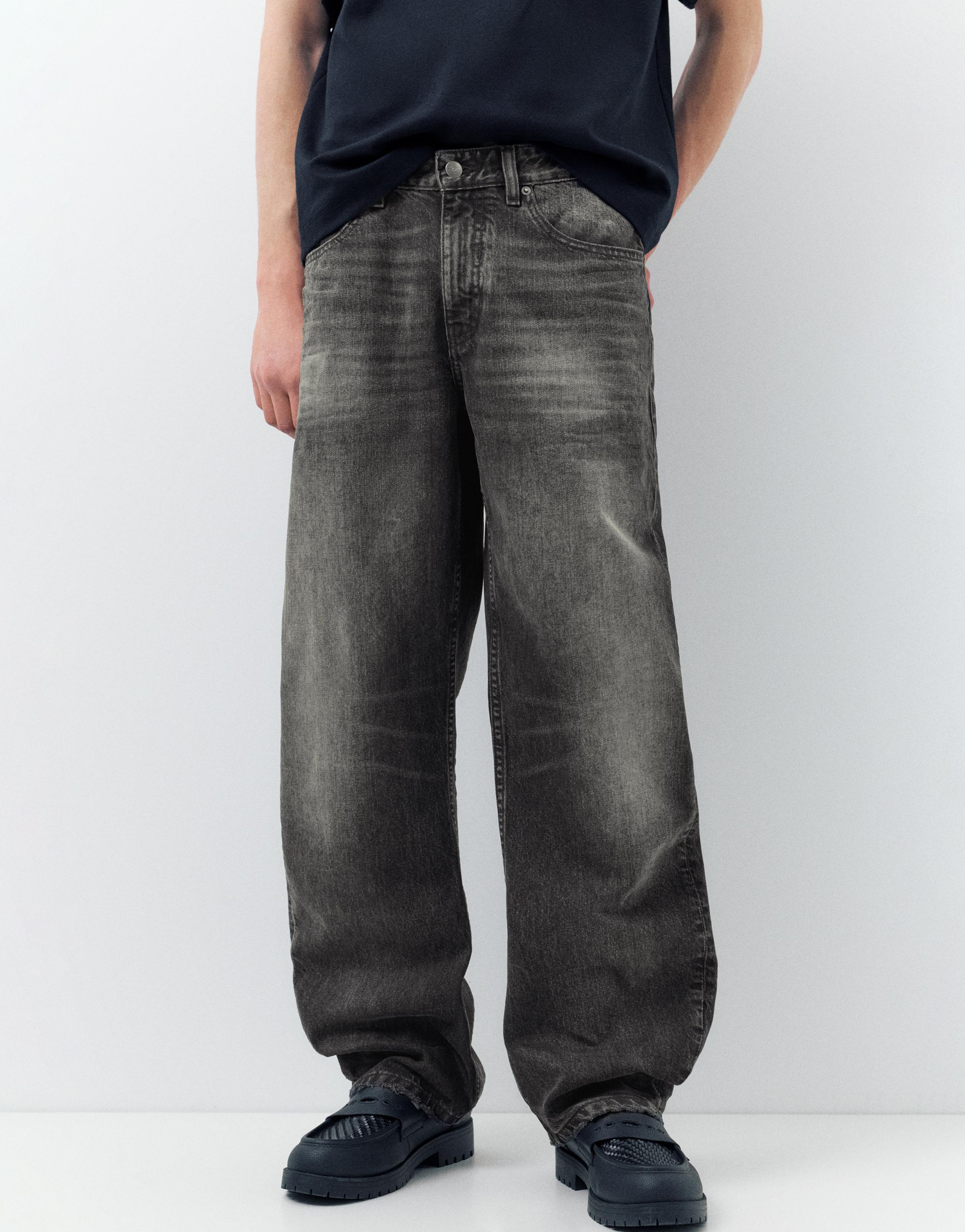 Low-rise baggy jeans — Faded black