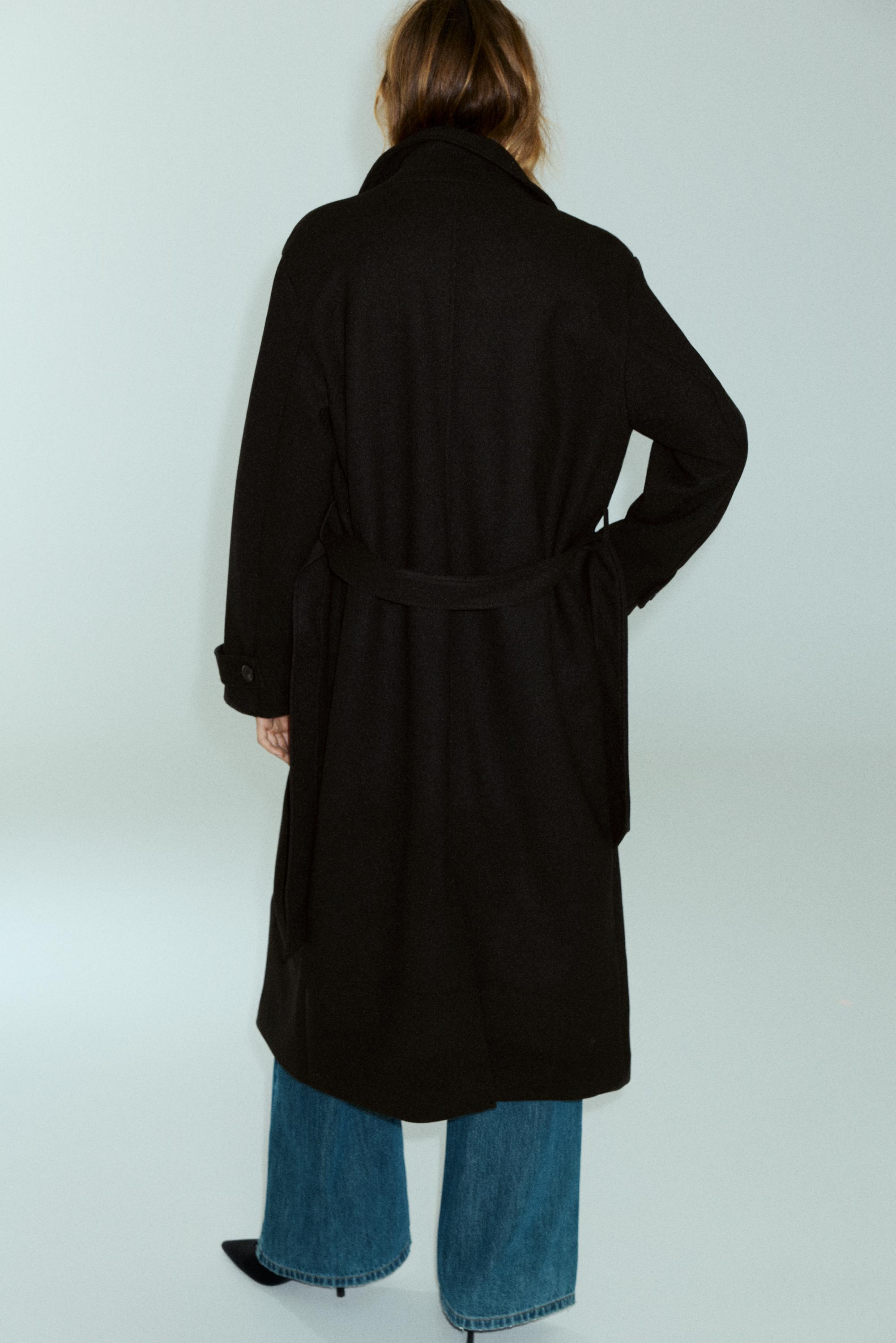 Long belted coat — Black