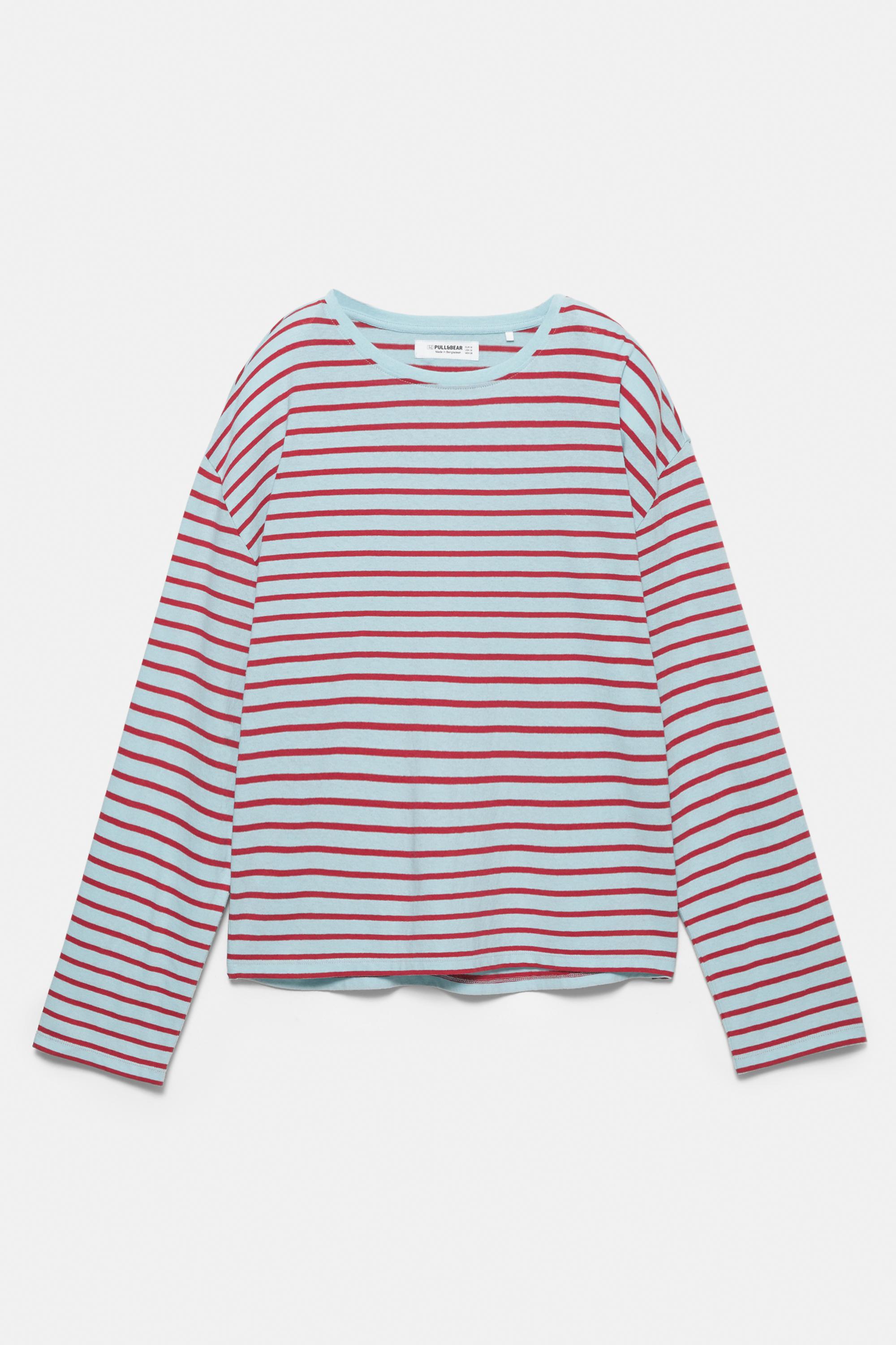 Çizgili uzun kollu t-shirt