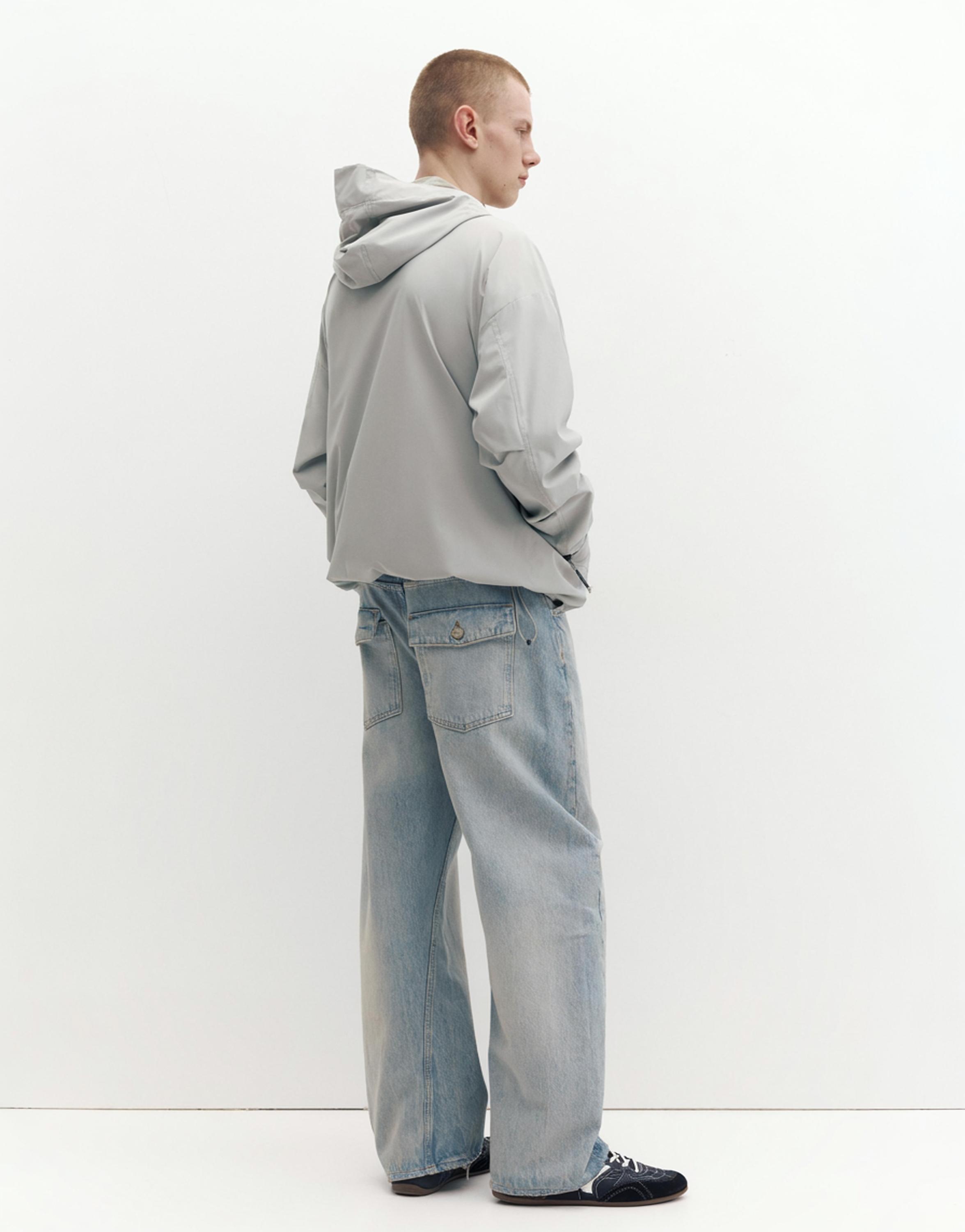 Lightweight hooded raincoat — Pale marl