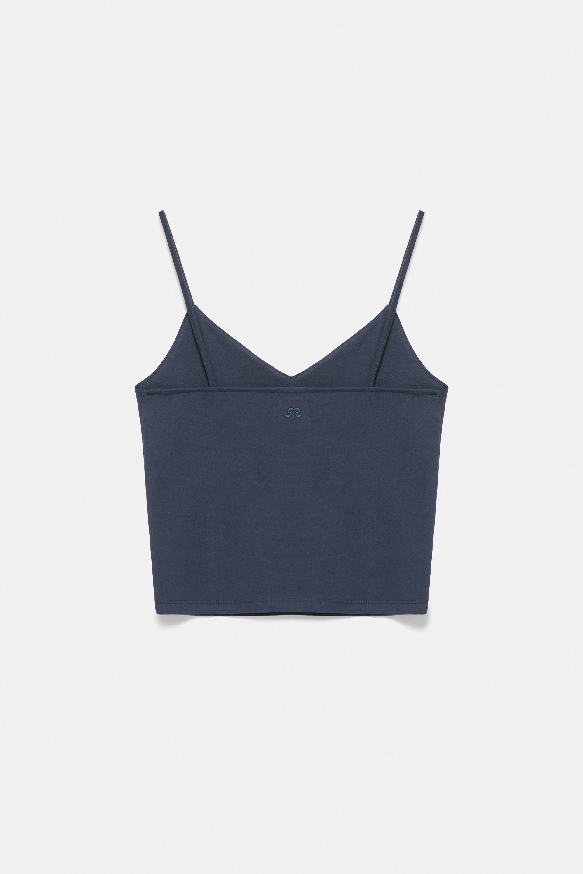 New York graphic strap top — Navy