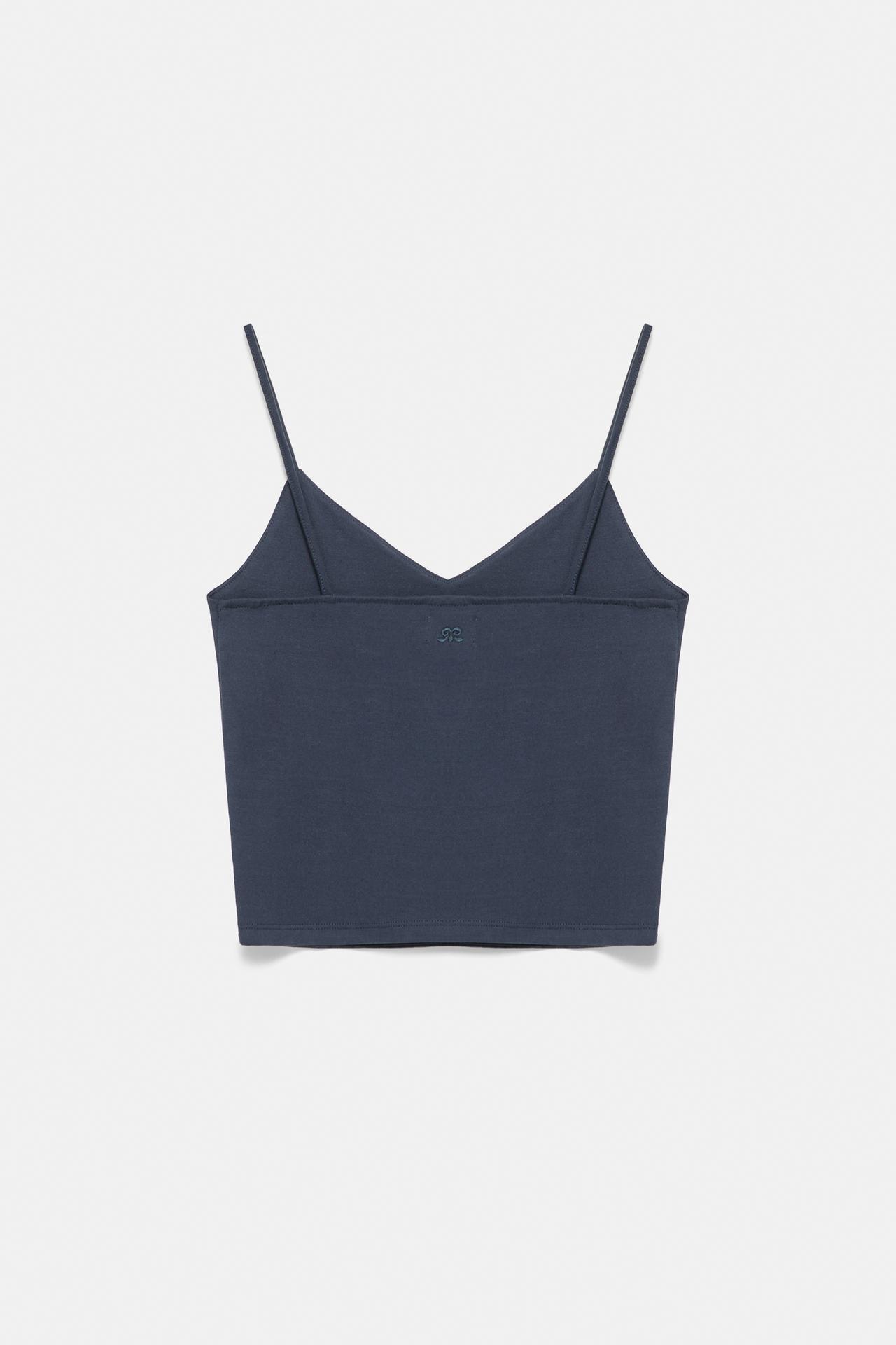 New York graphic strap top — Navy