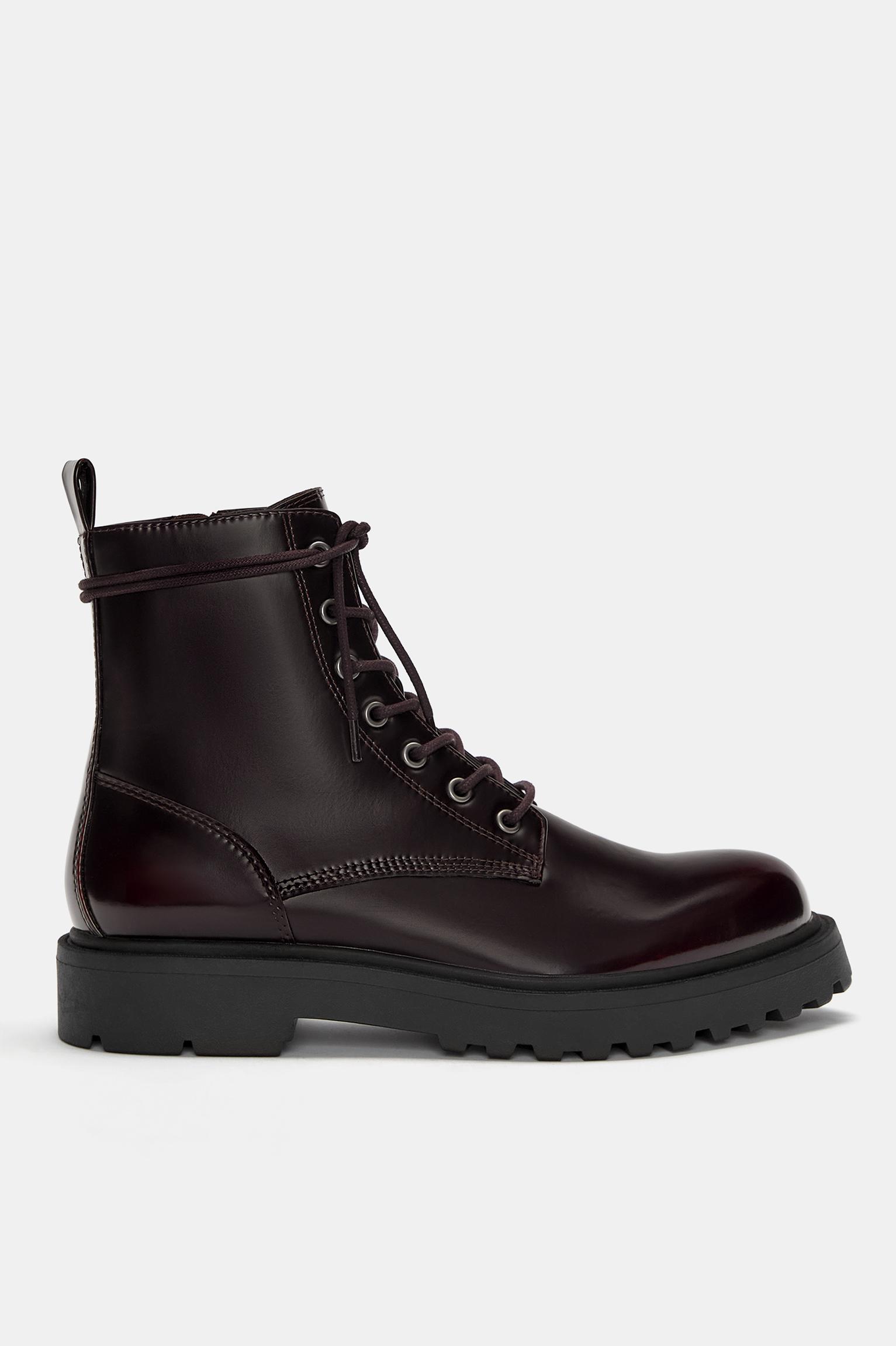 Pull&bear lace up boots in black hotsell