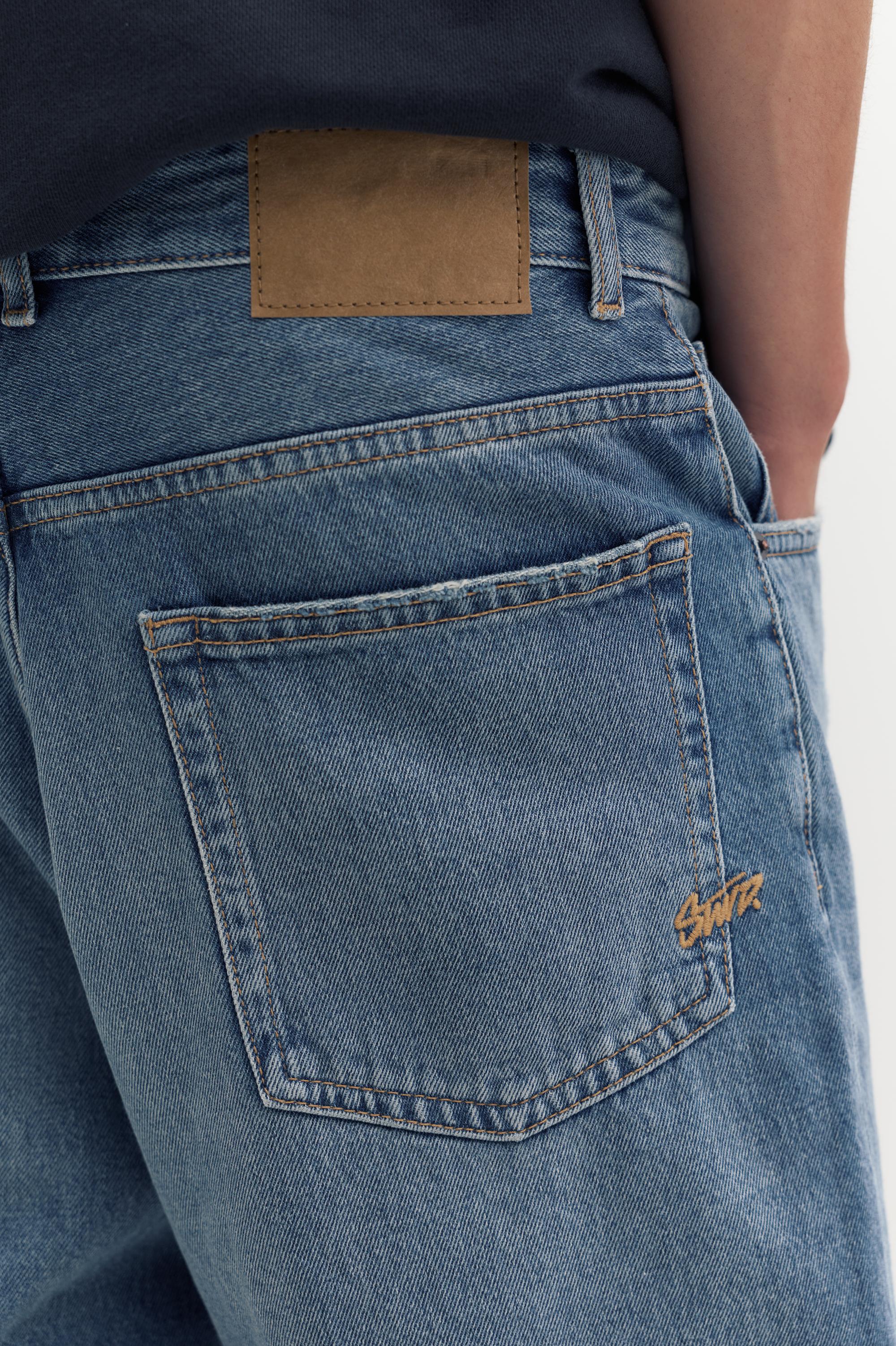 Baggy denim Bermuda shorts — Medium blue