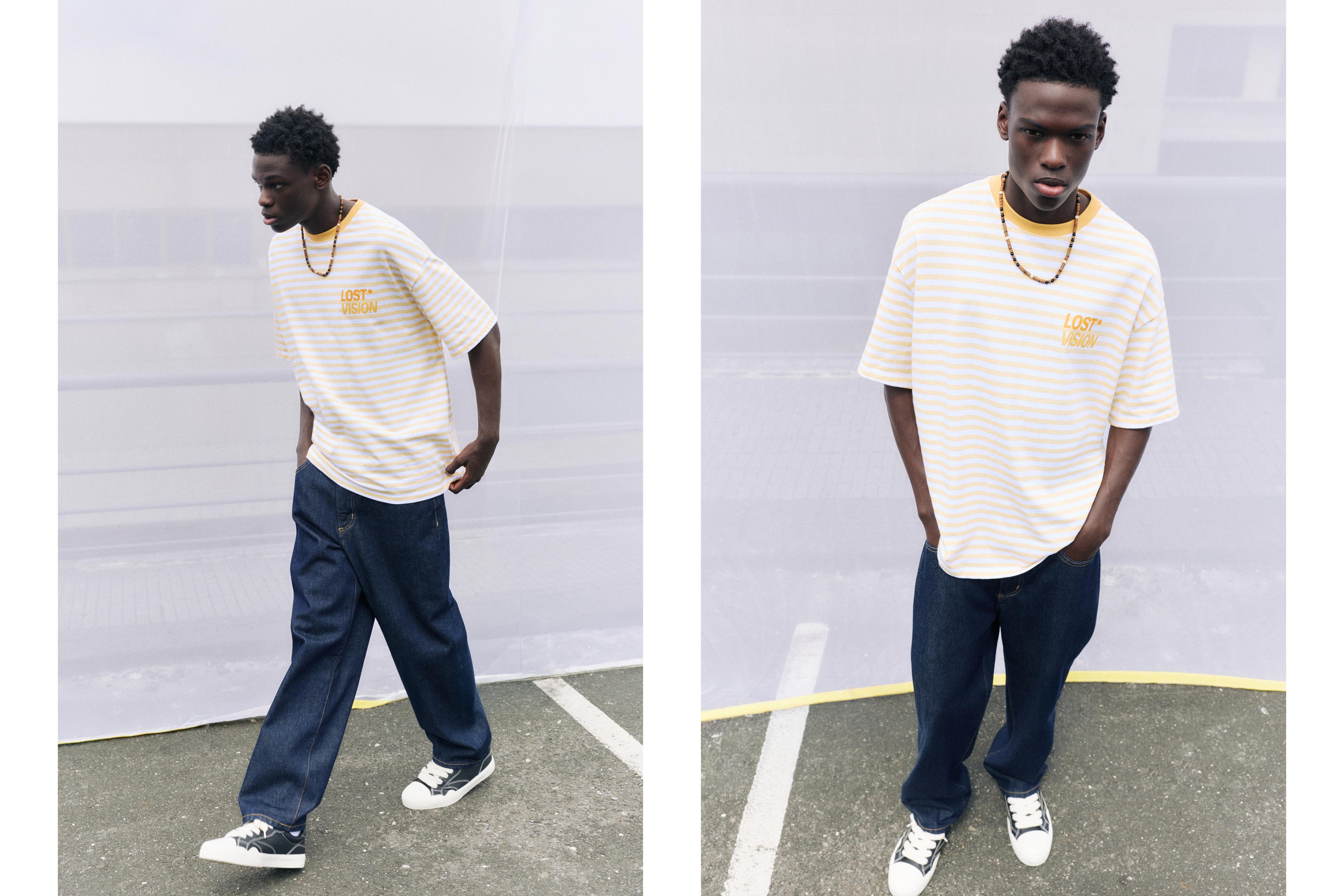STWD boxy striped T-shirt — Yellow