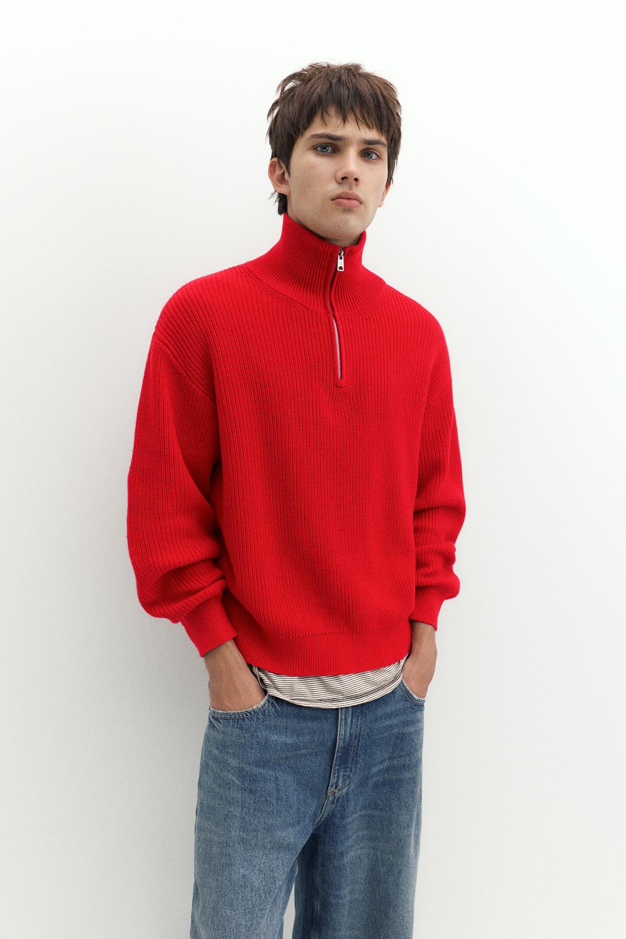 Quarter-zip jumper — Red