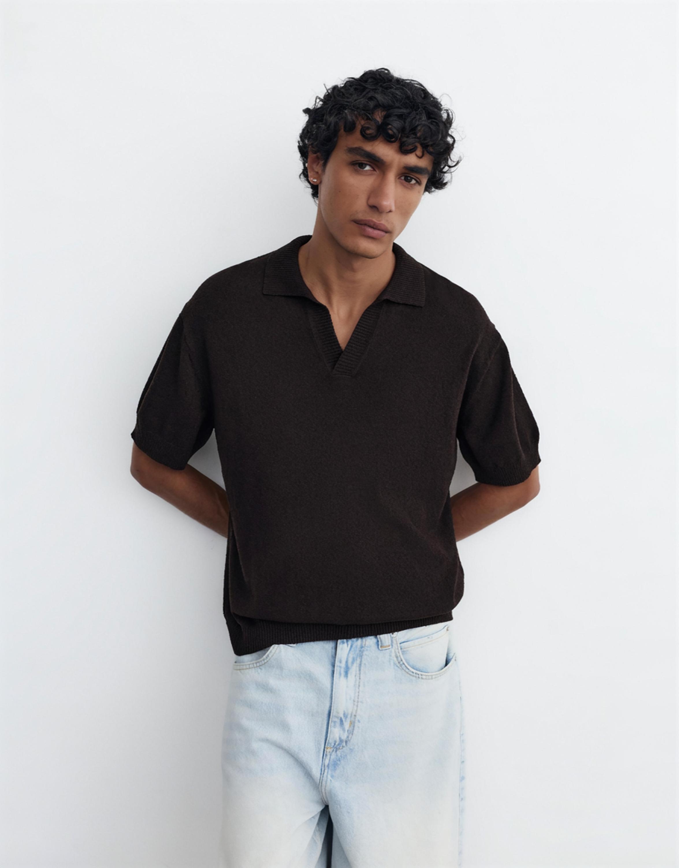 Havlu dokulu polo t-shirt - Görsel 11