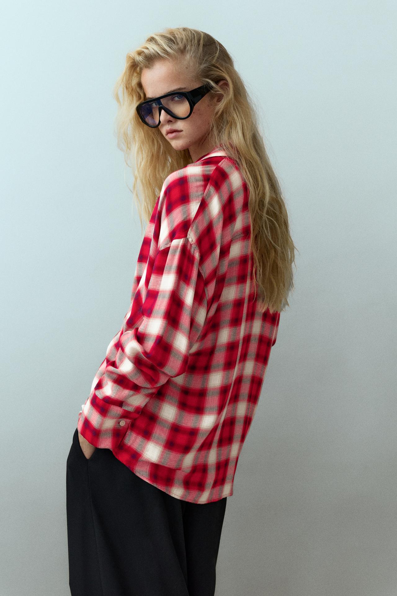 Long sleeve check shirt — White/Red