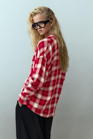 Long sleeve check shirt — White/Red 3
