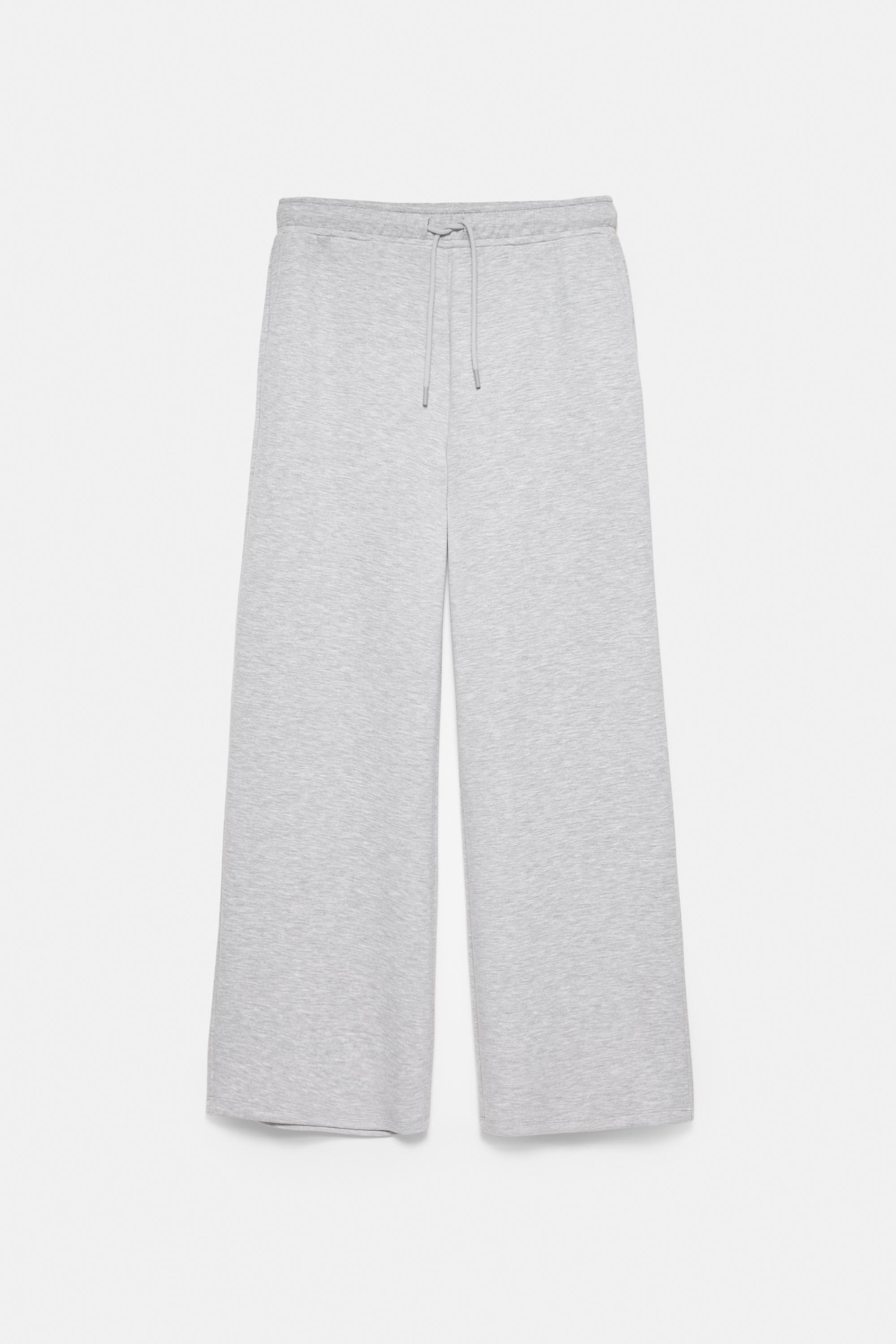 Soft-touch wide-leg trousers — Grey marl