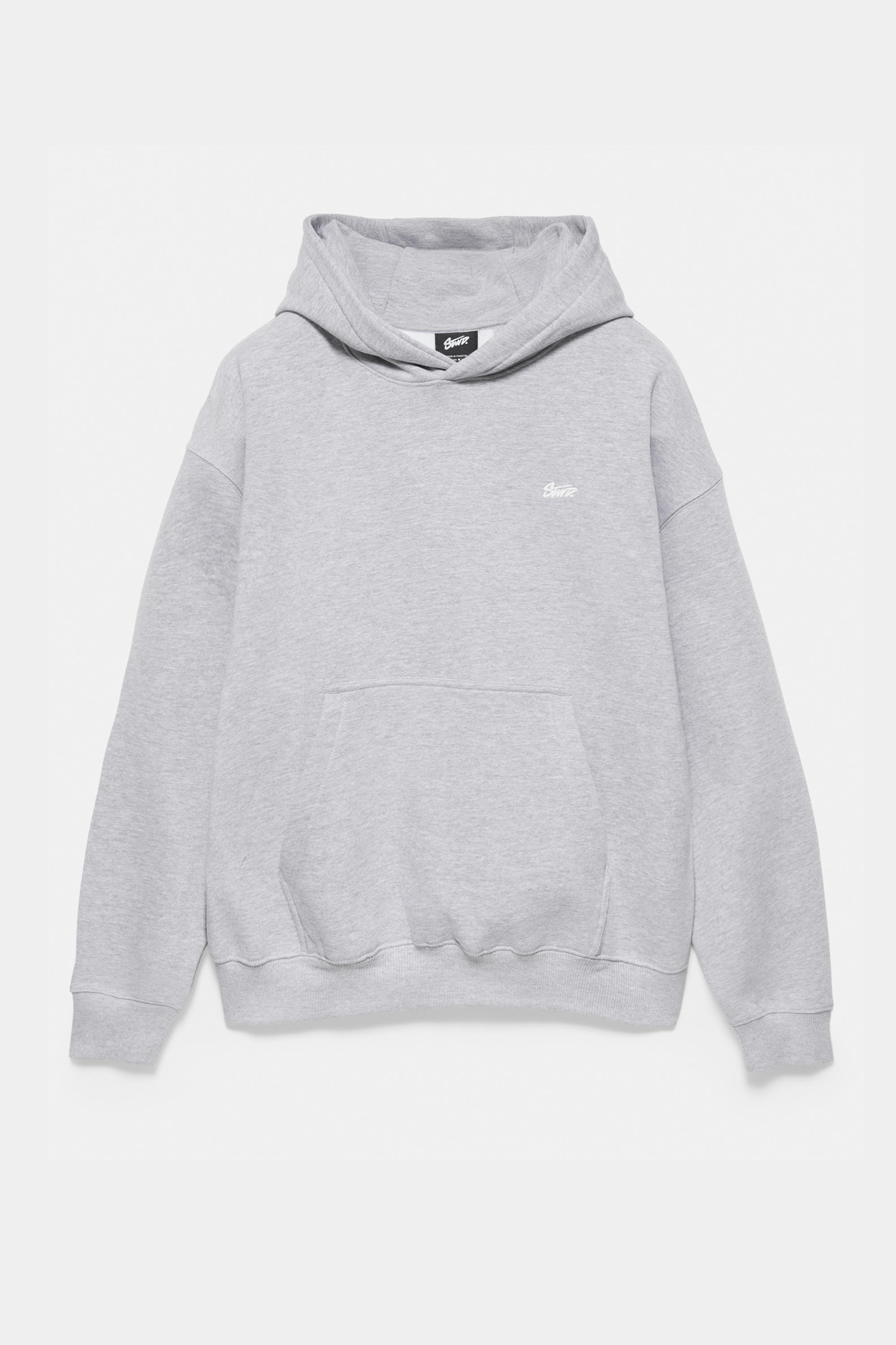 STWD logo boxy hoodie — Grey marl
