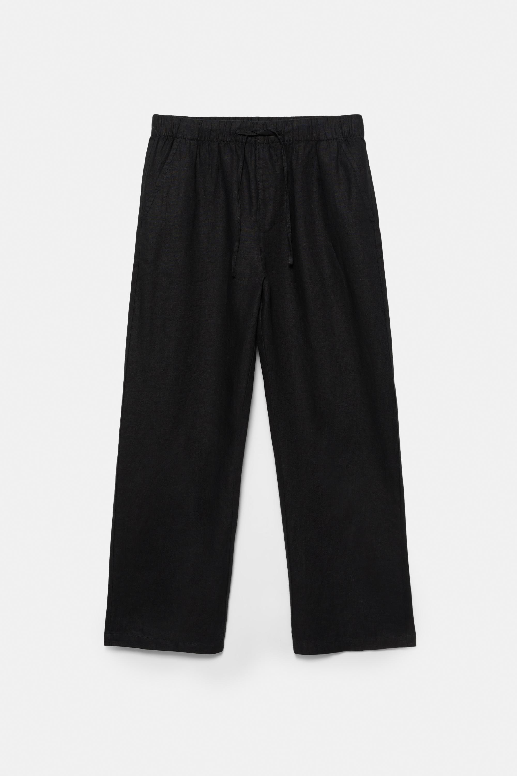 100% linen jogger trousers — Black