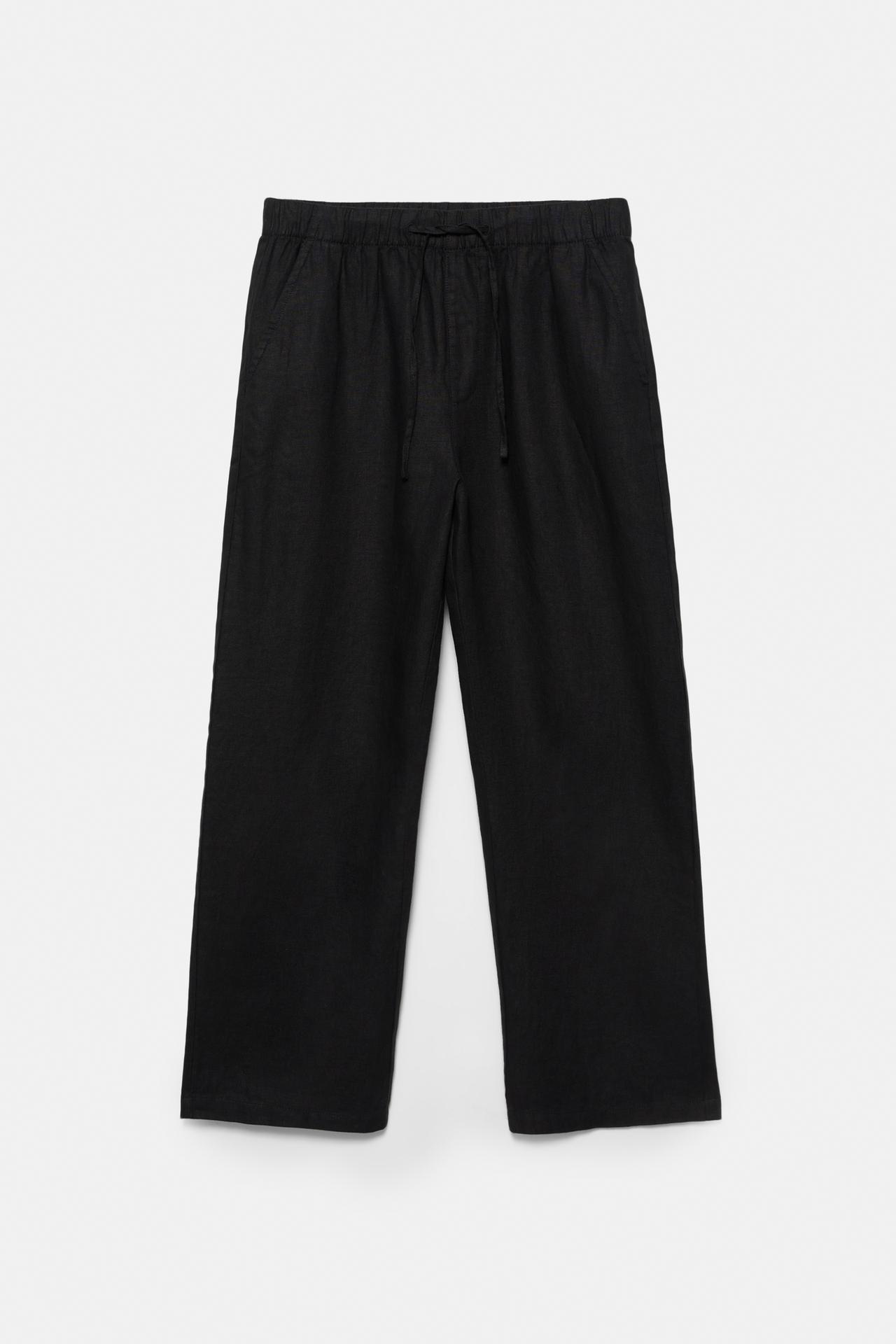 100% linen jogger trousers — Black