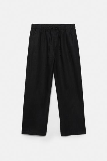 100% linen jogger trousers — Black 8