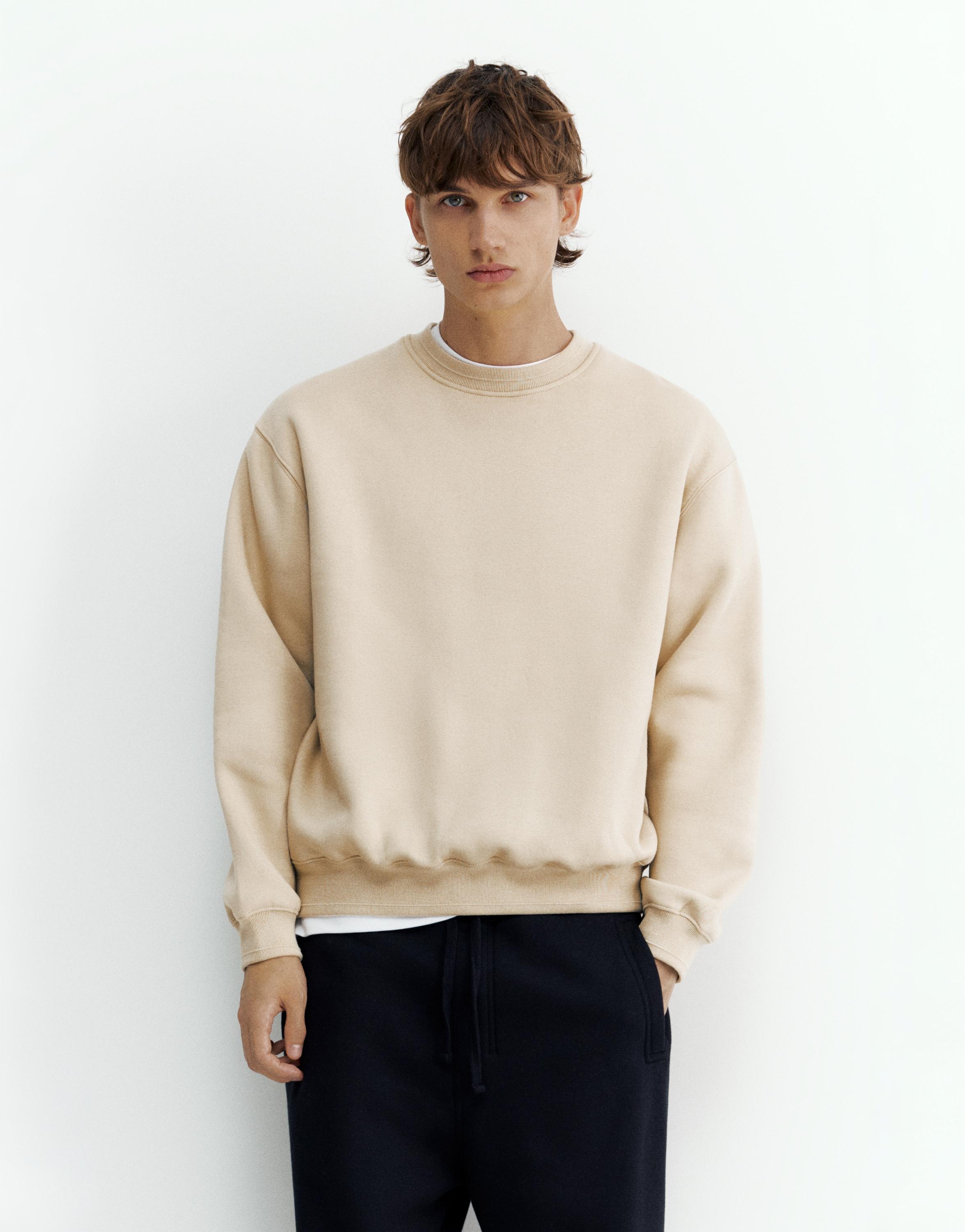 Relaxed fit round neck sweatshirt — Sand