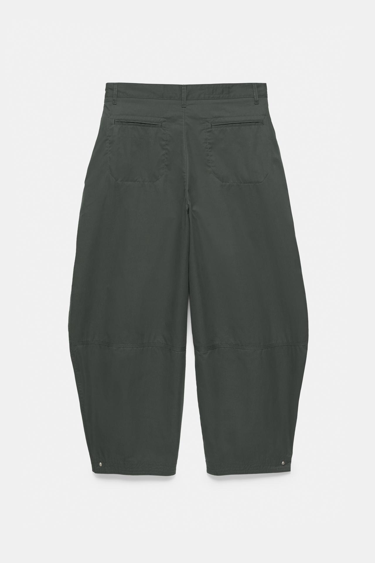 Darted barrel-leg trousers — Bluish green