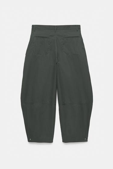 Darted barrel-leg trousers — Bluish green 7