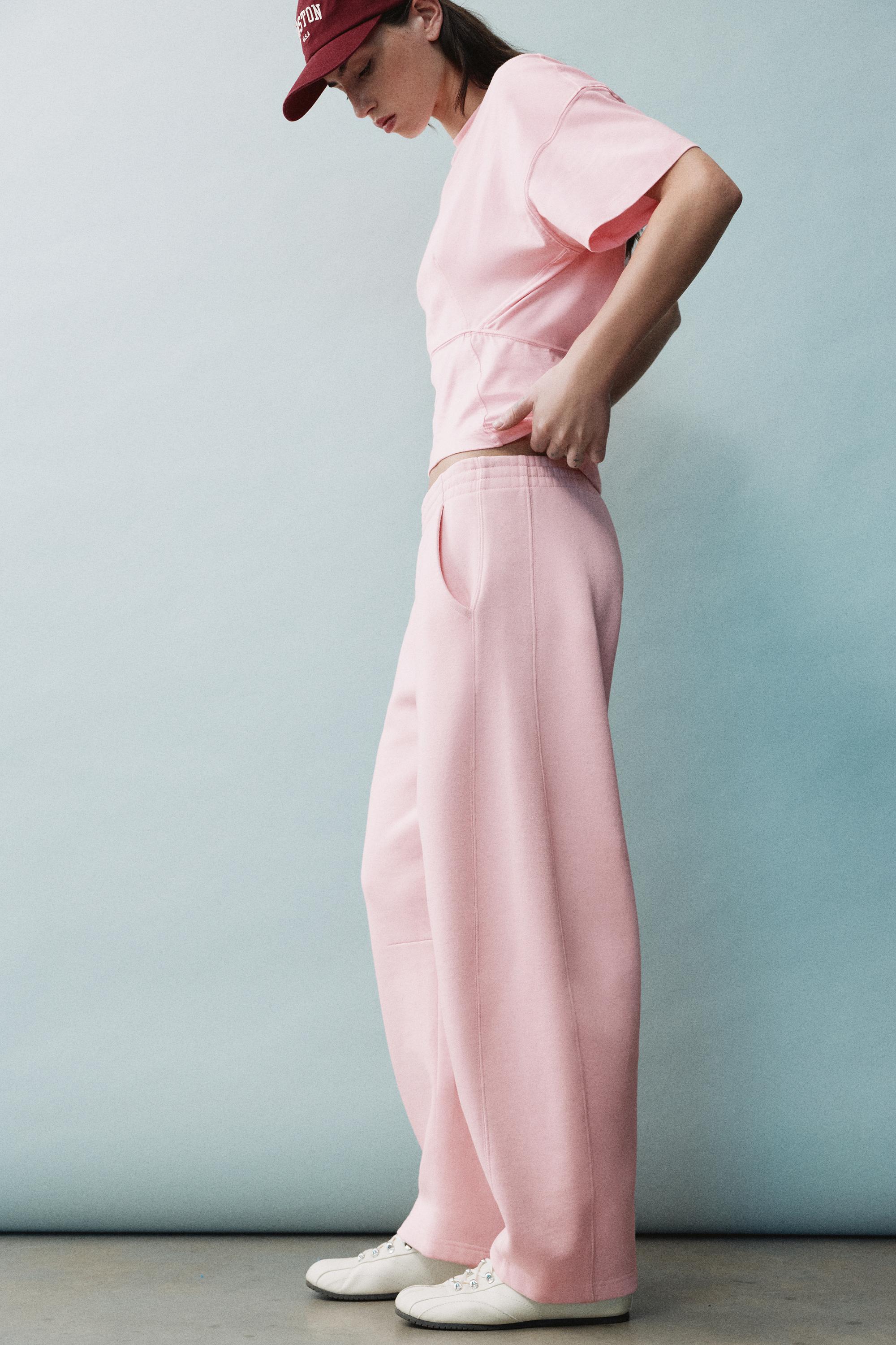 Barrel-leg joggers — Pastel pink