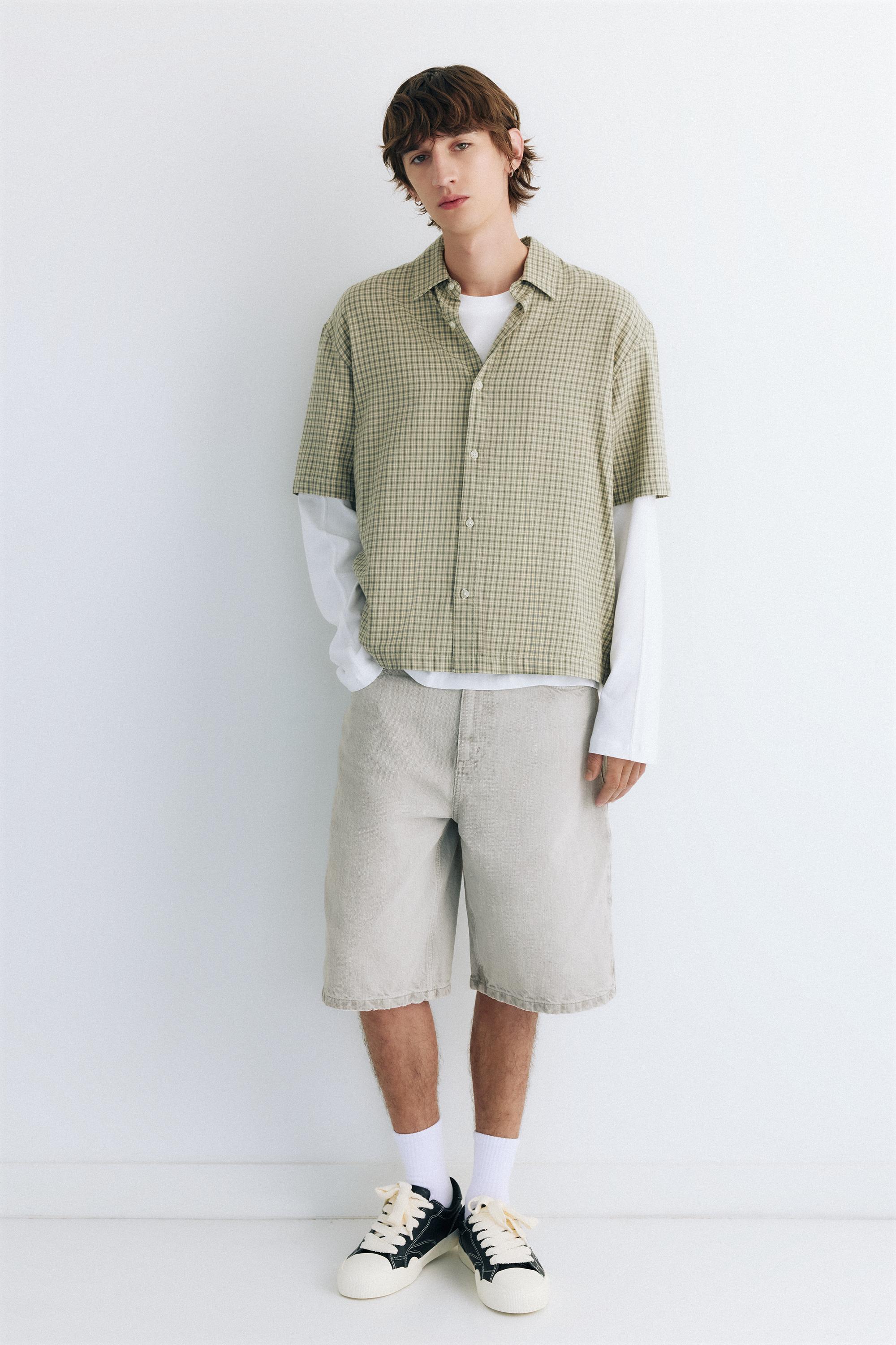 Skater denim Bermuda shorts — Pale grey