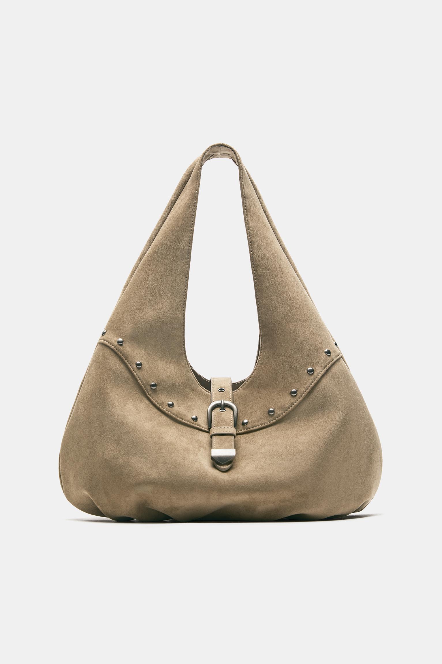 Studded buckle tote bag — Sand